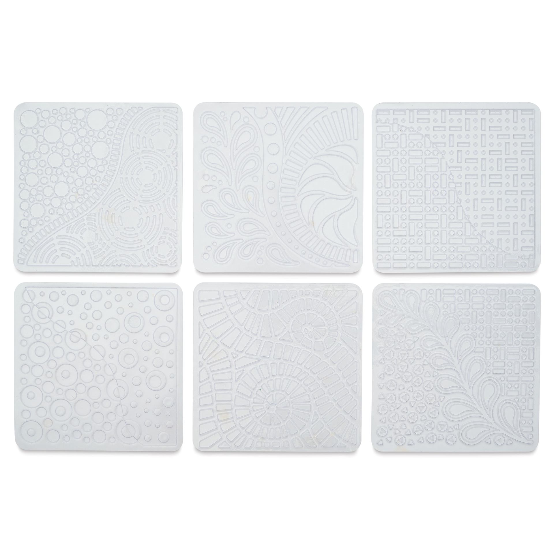 Cedar Canyon Rubbing Plates - Front view of 6 Doodles design plates