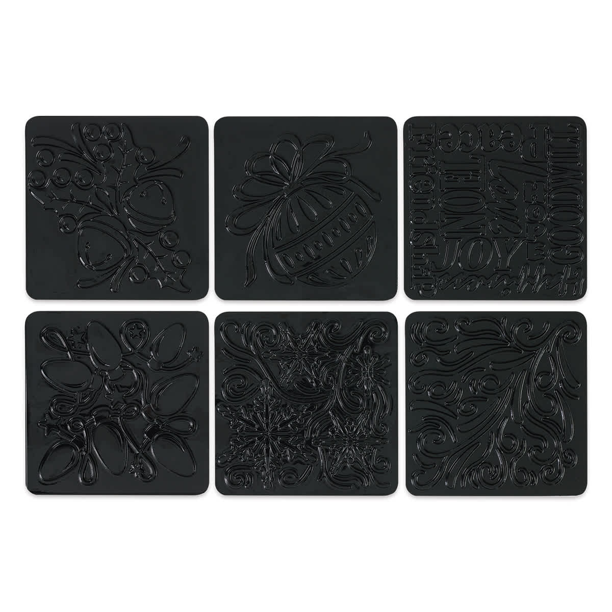 Cedar Canyon Rubbing Plates - Front view of 6 Holiday design plates