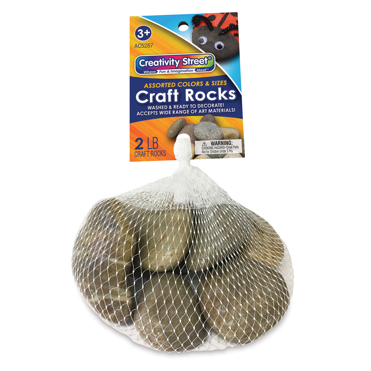 Creativity Street Craft Rocks - Mesh bag of Rocks with header card