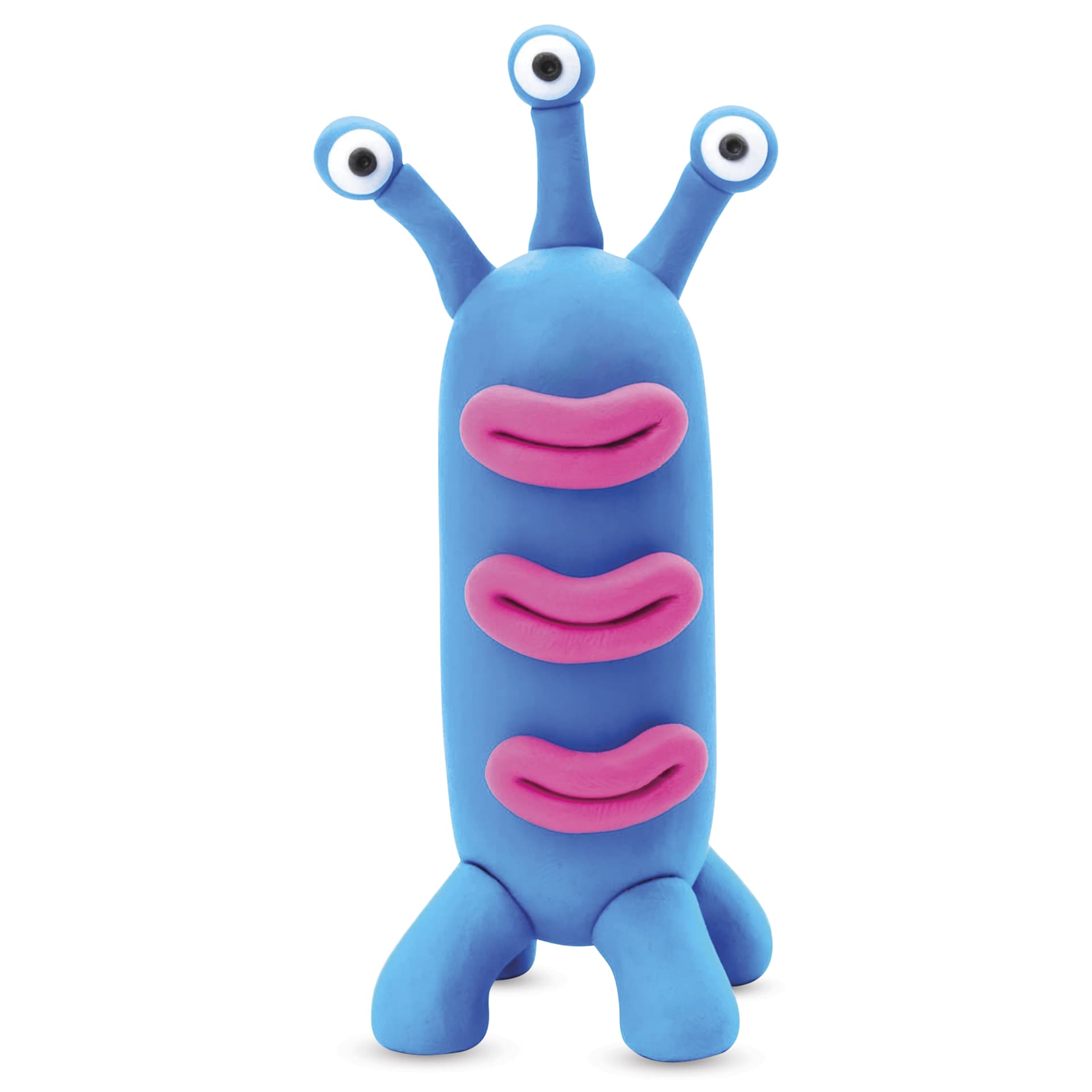 Fat Brain Toys Hey Clay Kit - Aliens - finished example close-up, blue alien