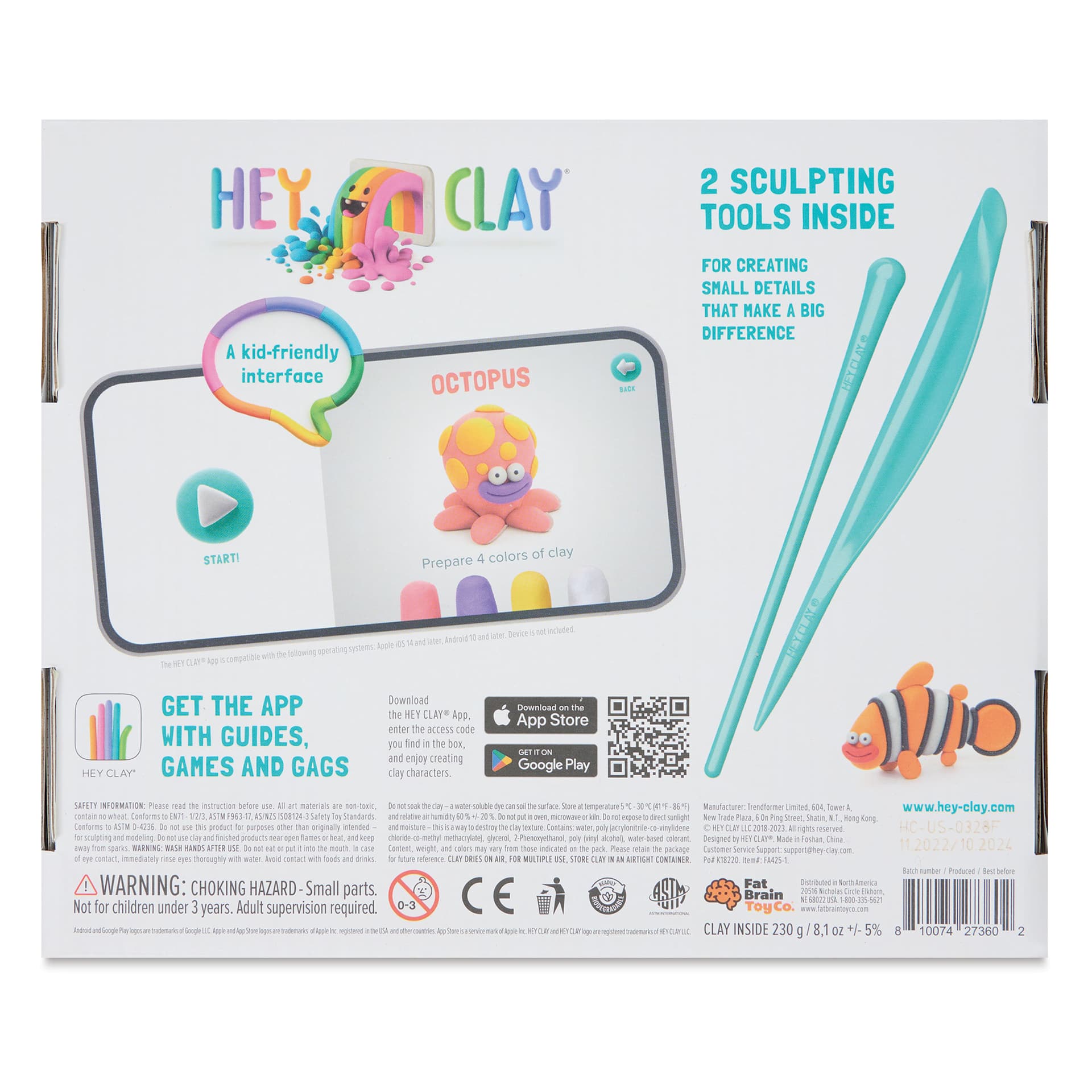 Fat Brain Toys Hey Clay Kit - Ocean Creatures - back of packaging