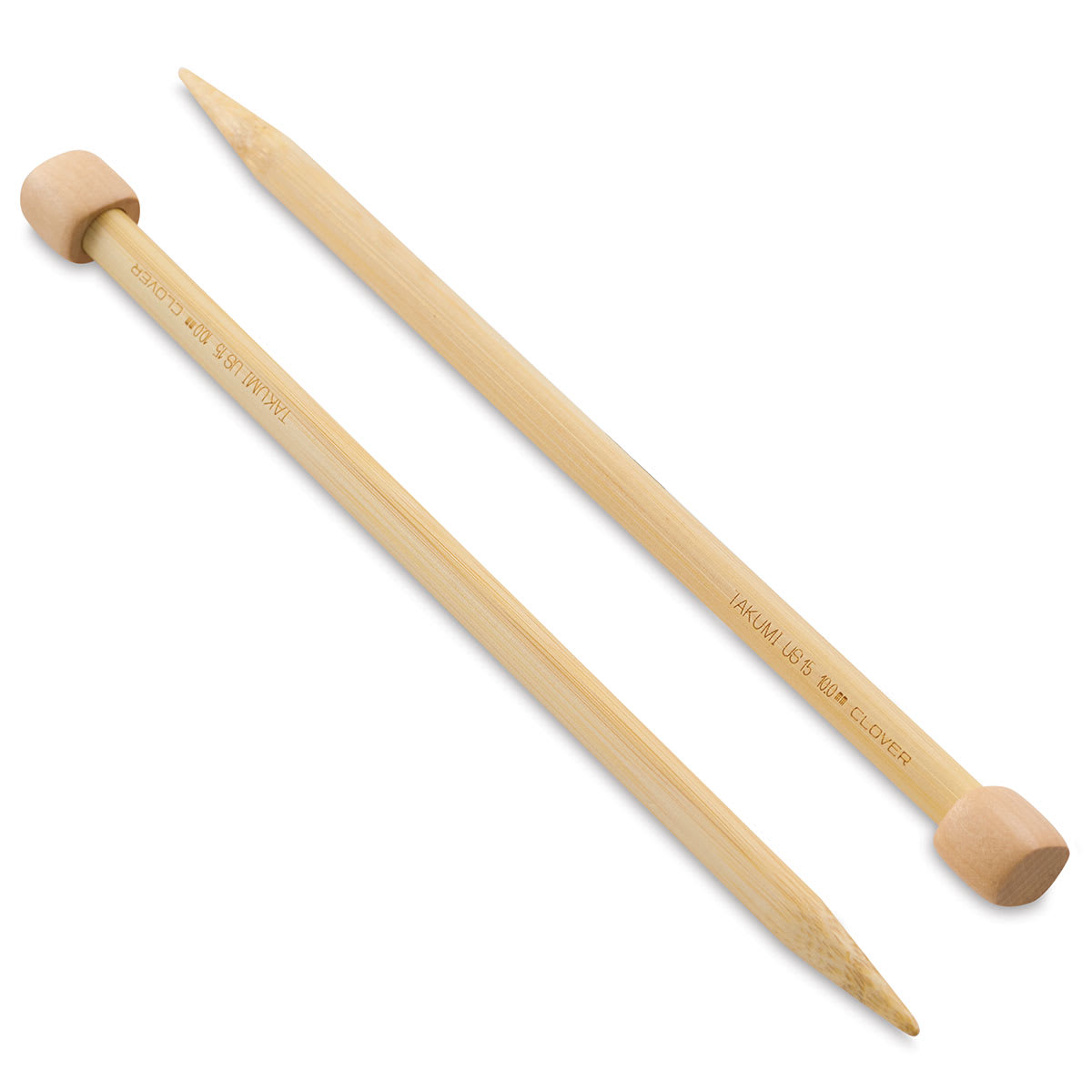 Clover Takumi Bamboo Straight Knitting Needles - Size 15, 9" Long