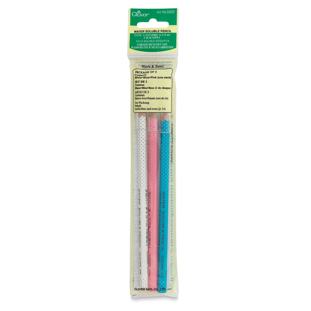 Clover Water Soluble Pencils - Front of package of 3 Pencils
