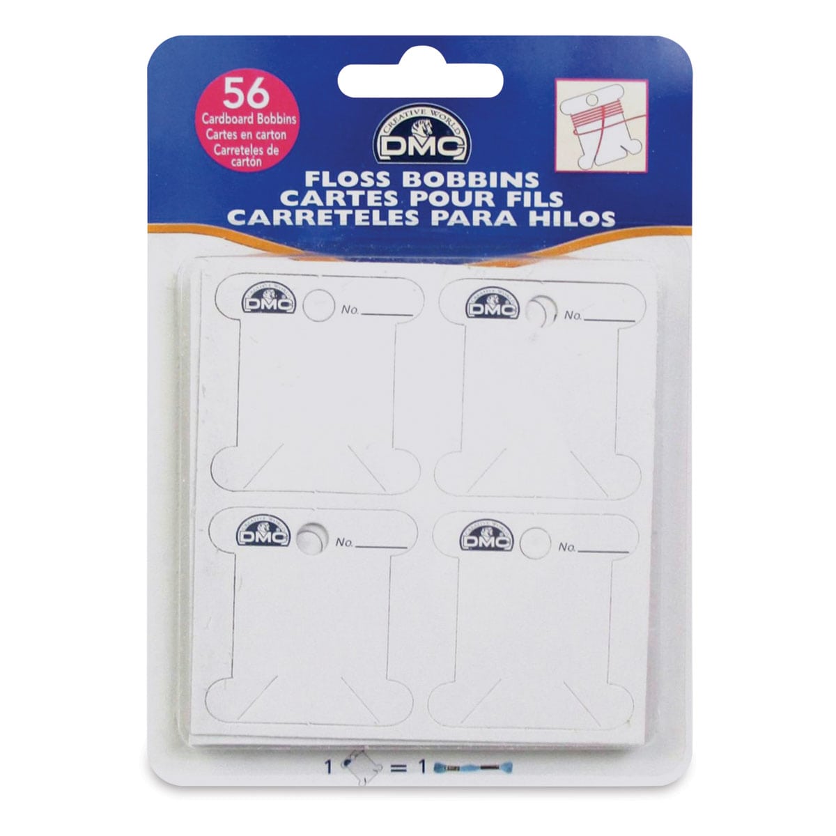DMC Floss Bobbin - Cardboard, Package of 56 (In packaging)
