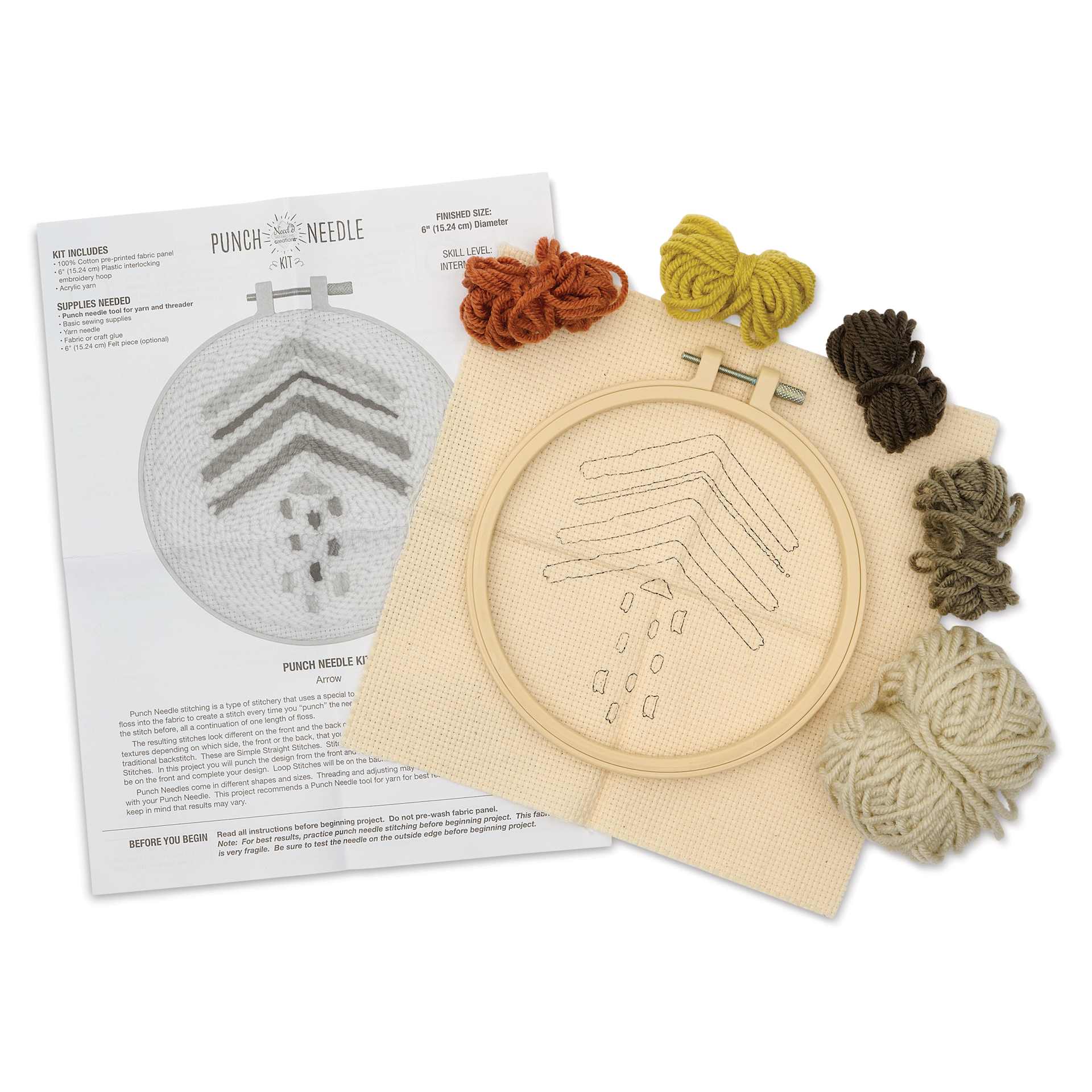 Needle Creations Needle Punch Kit - Arrow, 6", contents