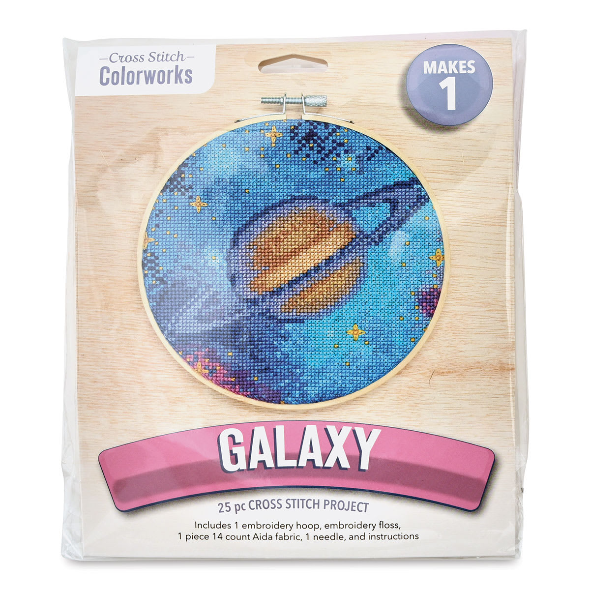 Leisure Arts Cross Stitch Kit - Galaxy, 6" (Front of packaging)
