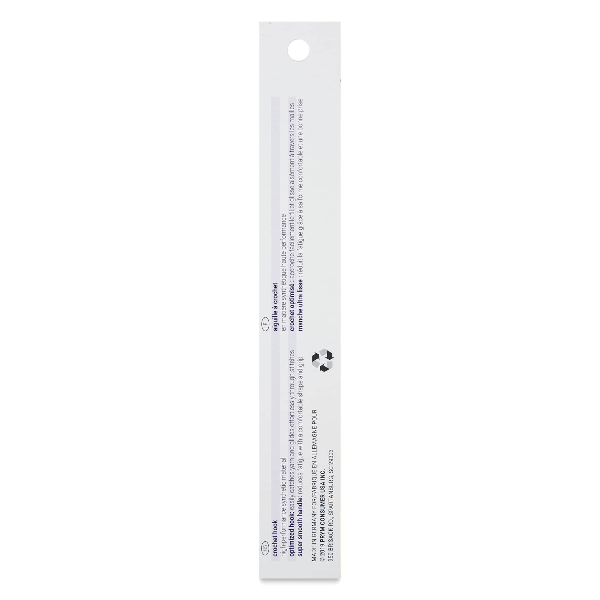 Prym Ergonomics Crochet Hook - C, back of the packaging