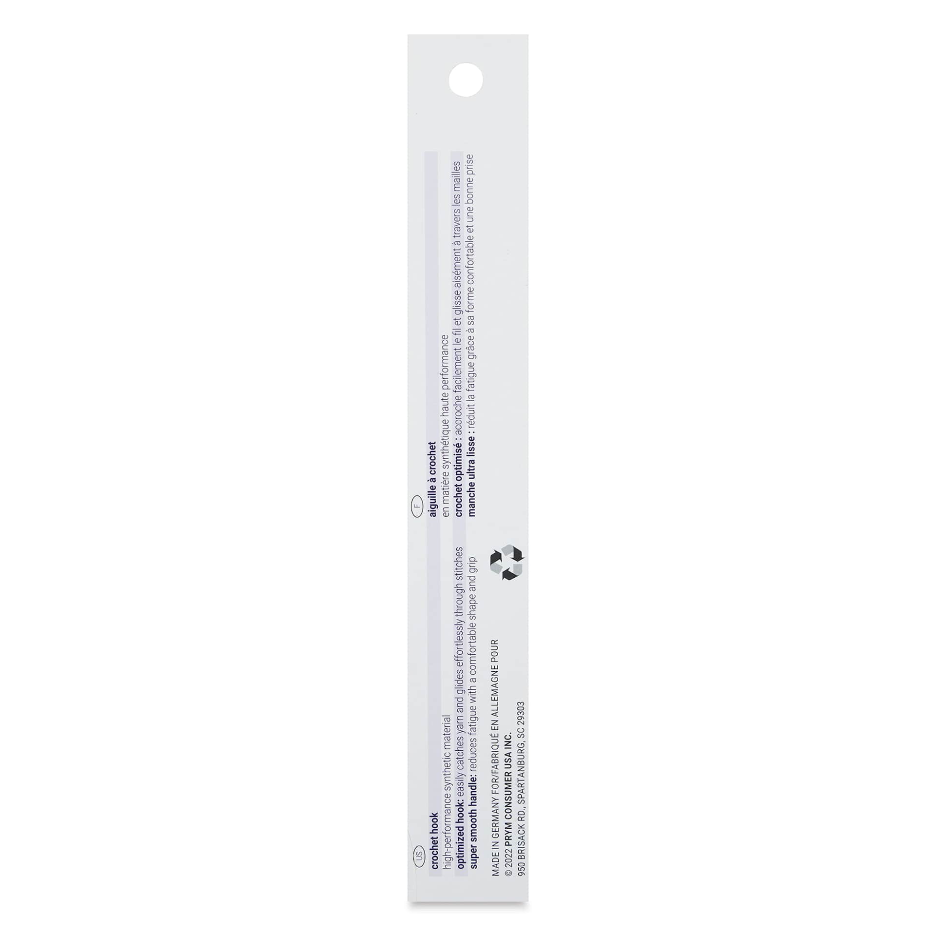Prym Ergonomics Crochet Hook - H, back of the packaging