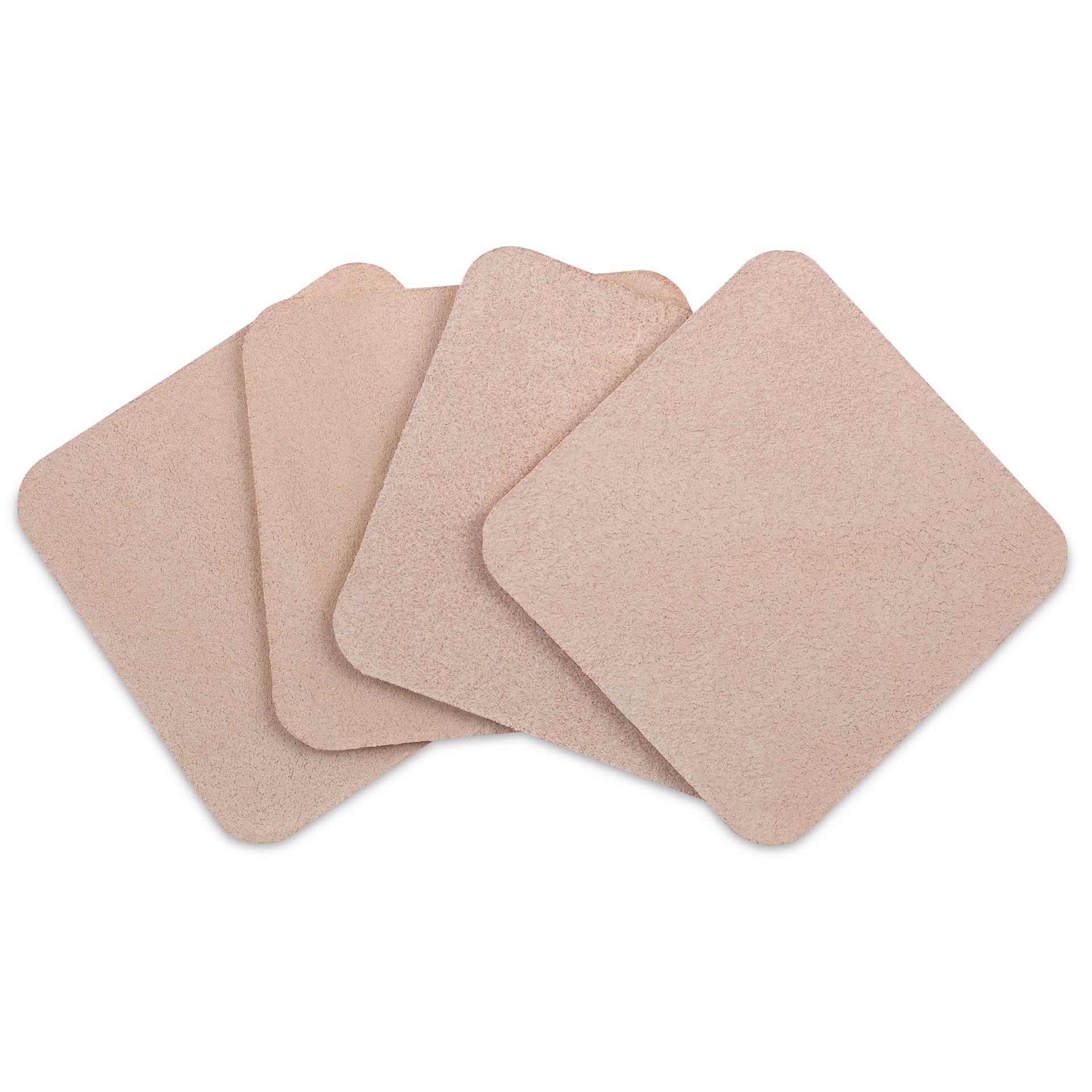 Realeather Leather Coasters - Square, Set of 4, bottom of coasters fanned out