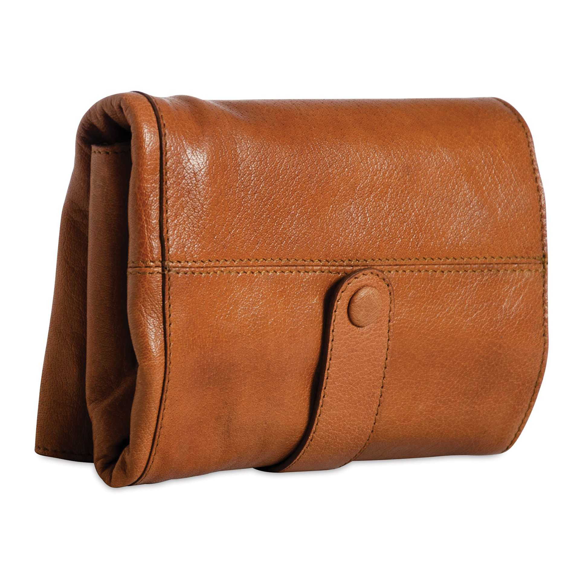 Muud Stockholm Leather Knitting Needle Case - Brown - front, angled