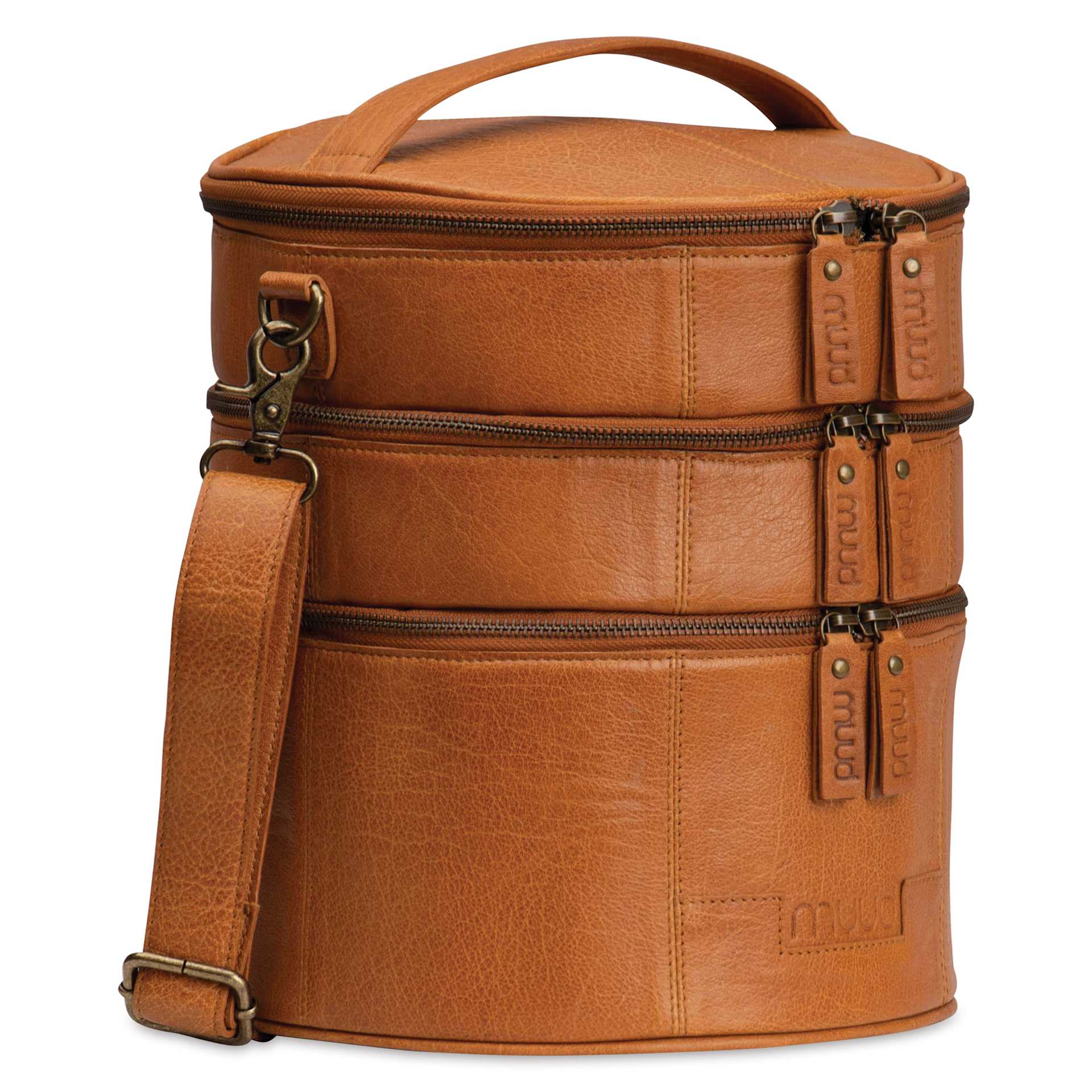 Muud Bturn Leather Needlework Project Bag - Brown - side