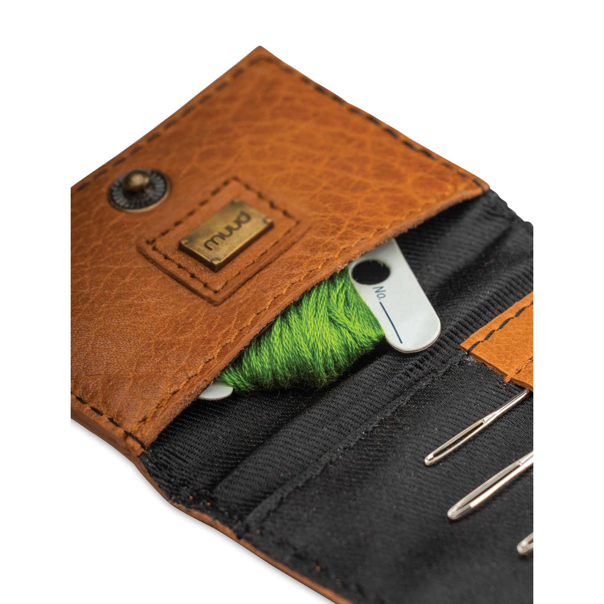 Muud Carla Foldable Leather Sewing Needle Case - Brown - accessory pouch (materials not included)