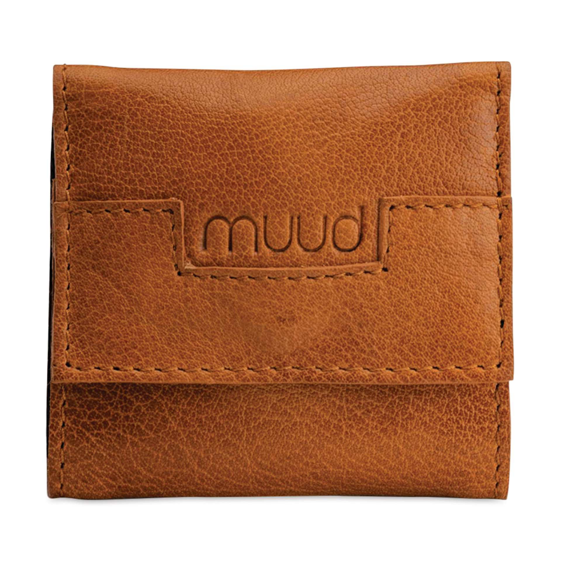 Muud Carla Foldable Leather Sewing Needle Case - Brown - front