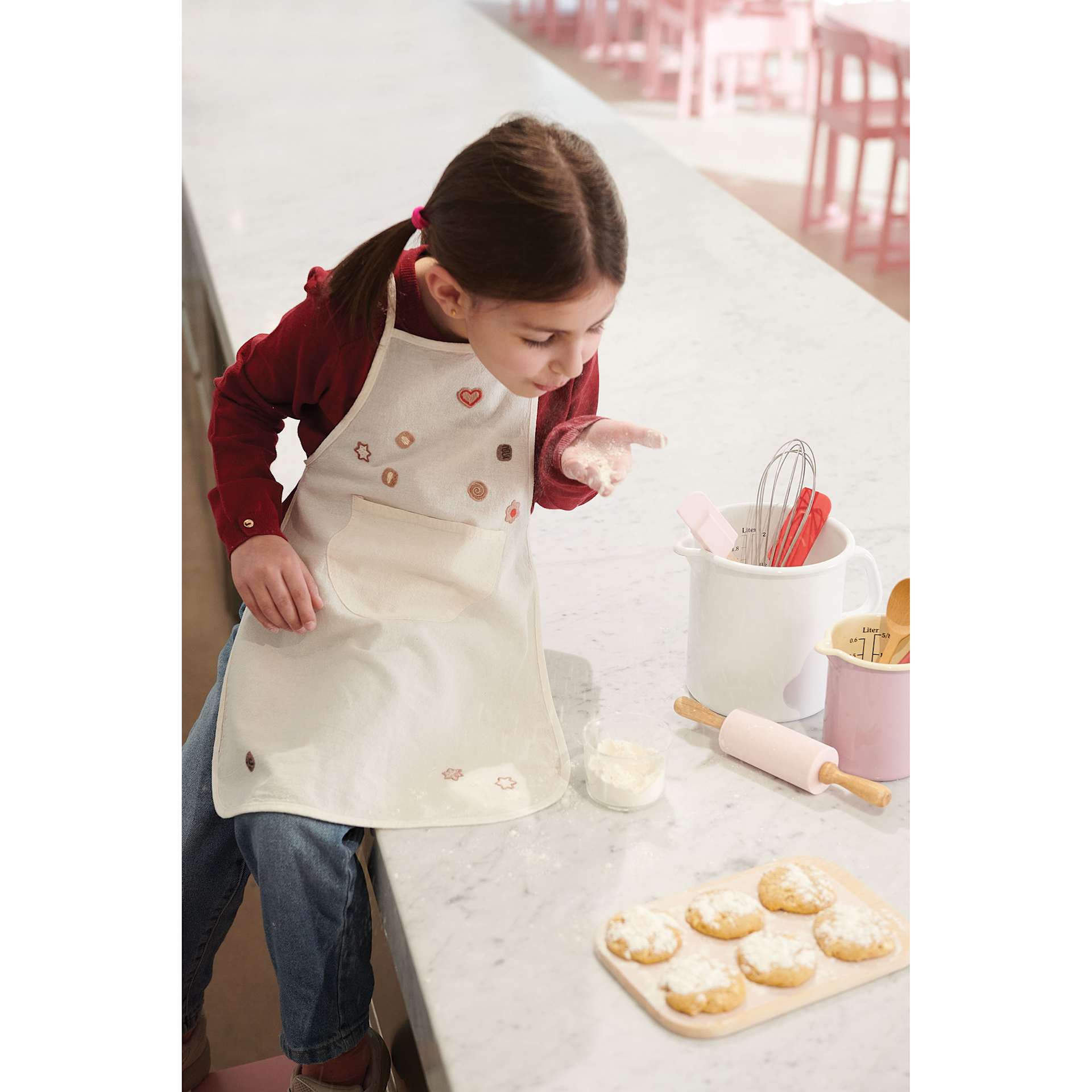 Rico Design Stick and Stitch Embroidery Kit - Pkg of 23, Christmas Cookies designs on apron