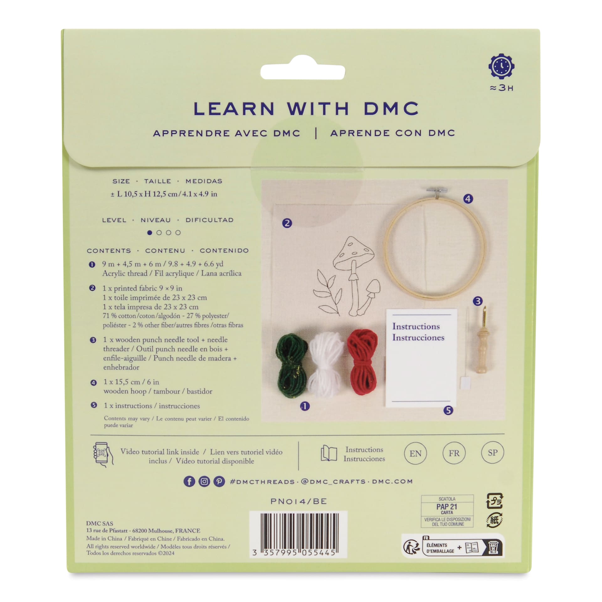 DMC Learning Punch Needle Kit - back of packaging