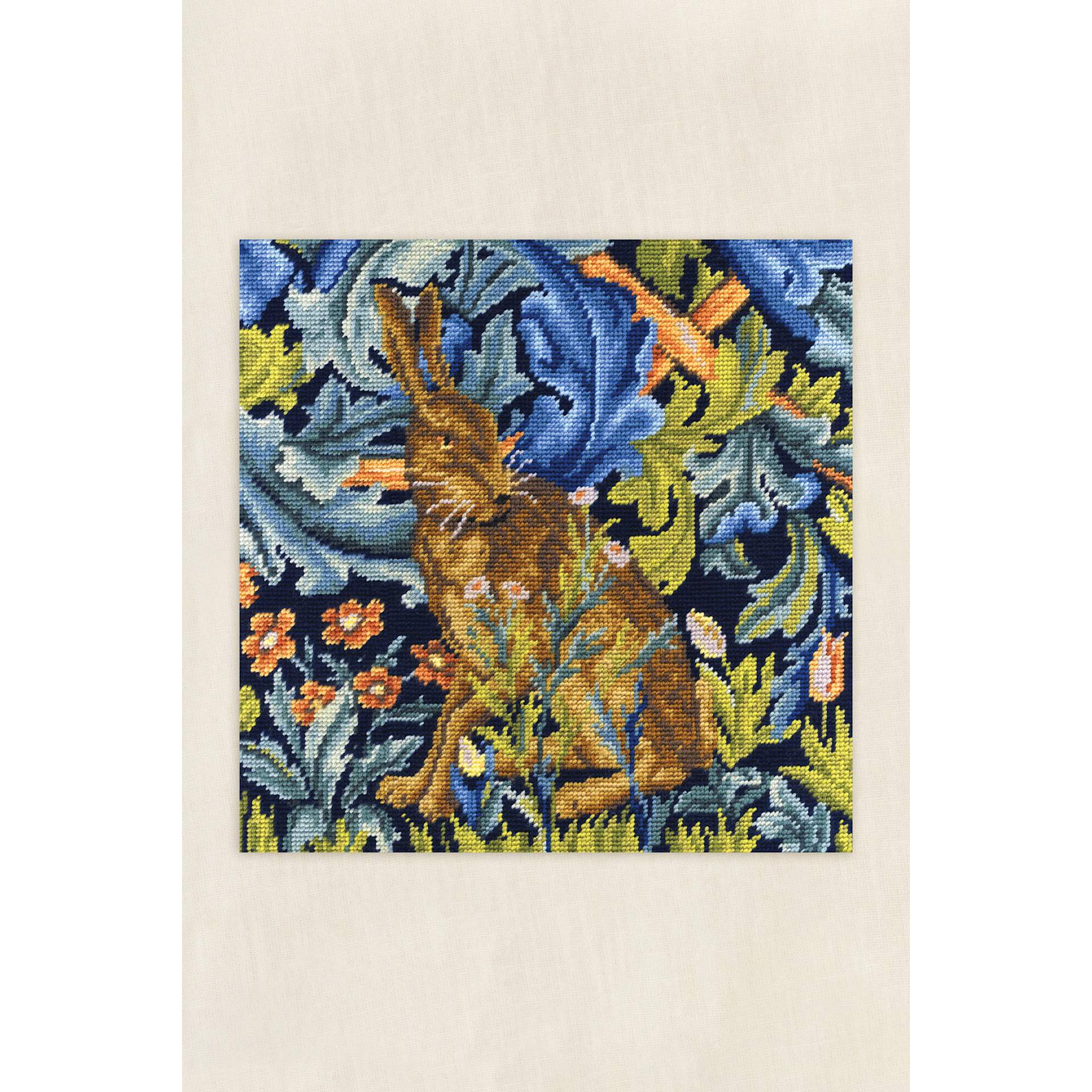 DMC The Museum Collection Tapestry Kit - “The Hare” by William Morris - finished example