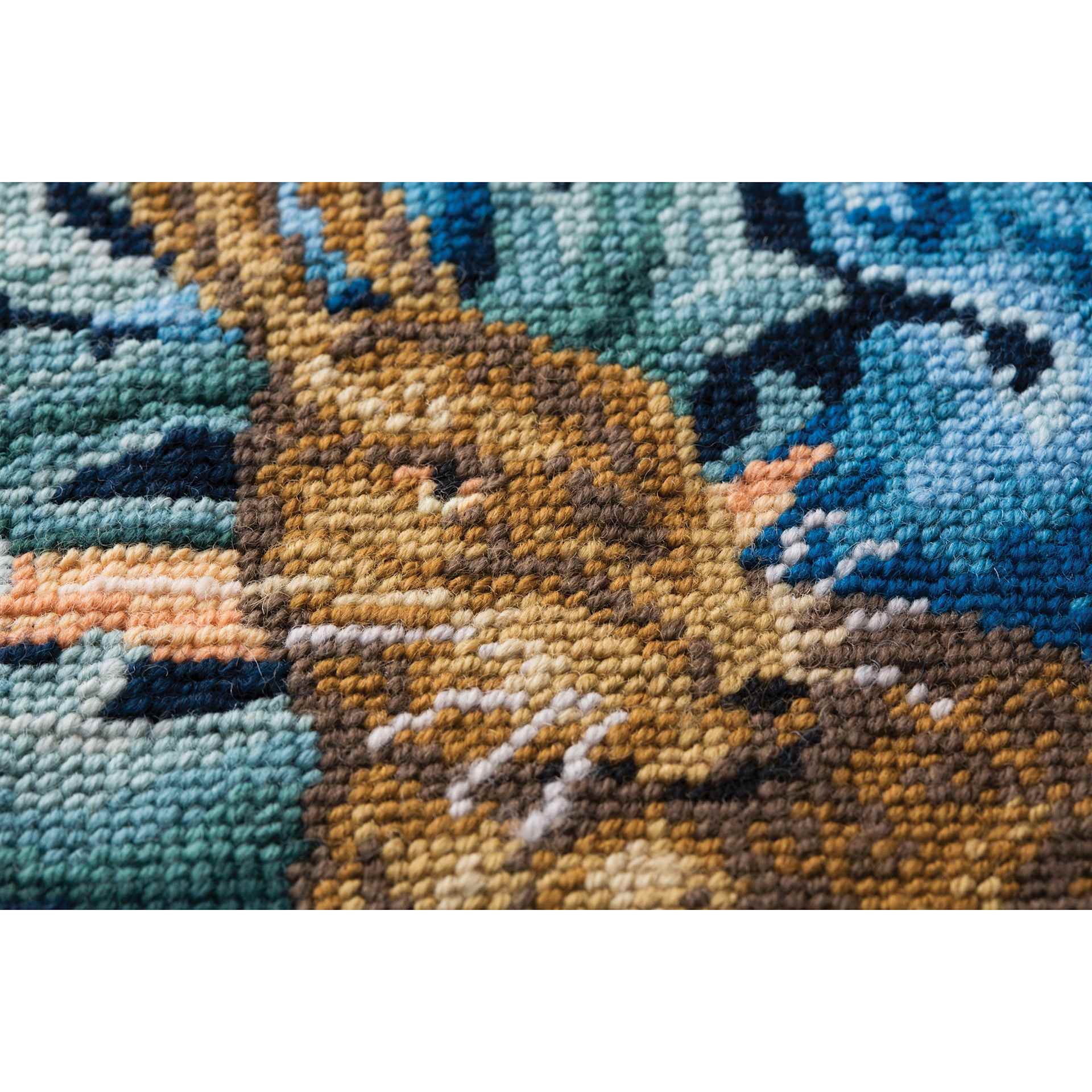 DMC The Museum Collection Tapestry Kit - “The Hare” by William Morris - close-up of finished example