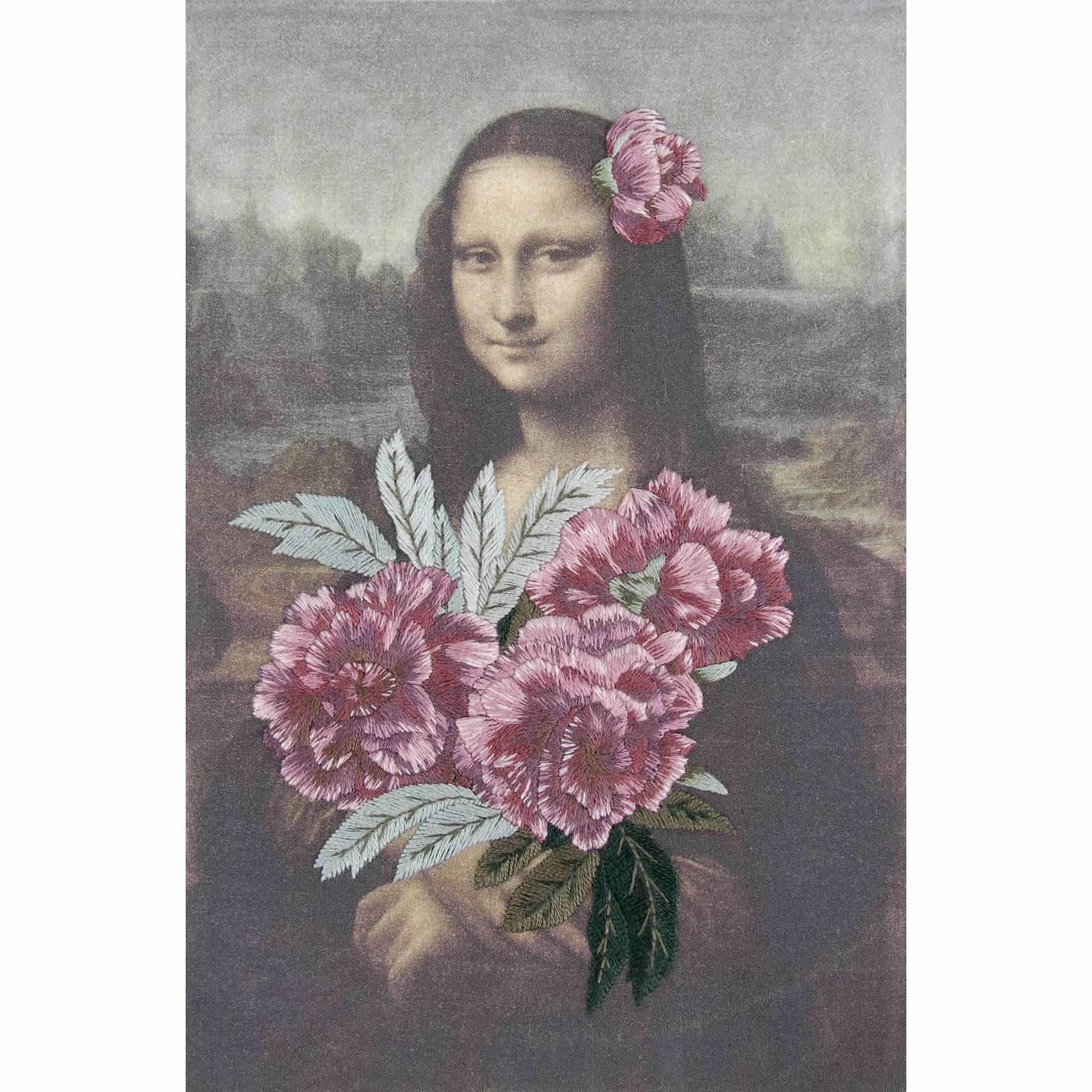 DMC The Museum Collection Embroidery Kit, Mona Lisa embroidered
