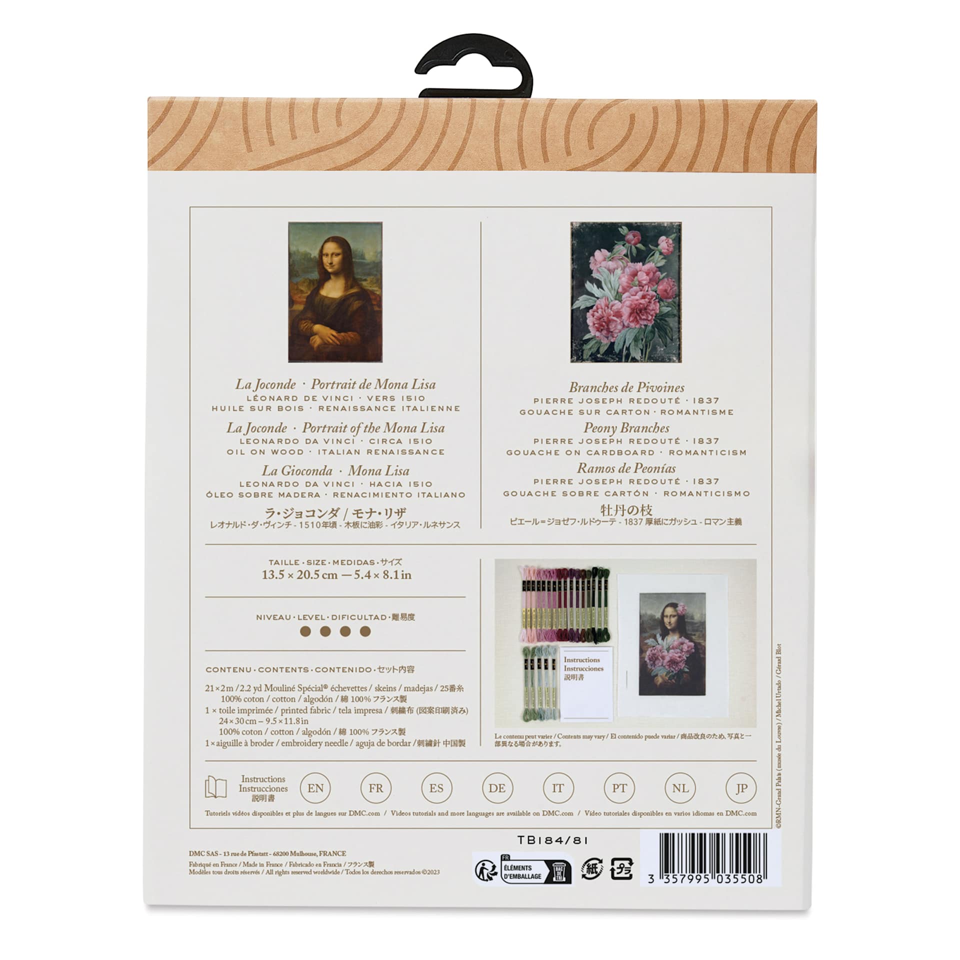 DMC The Museum Collection Embroidery Kit, back of packaging