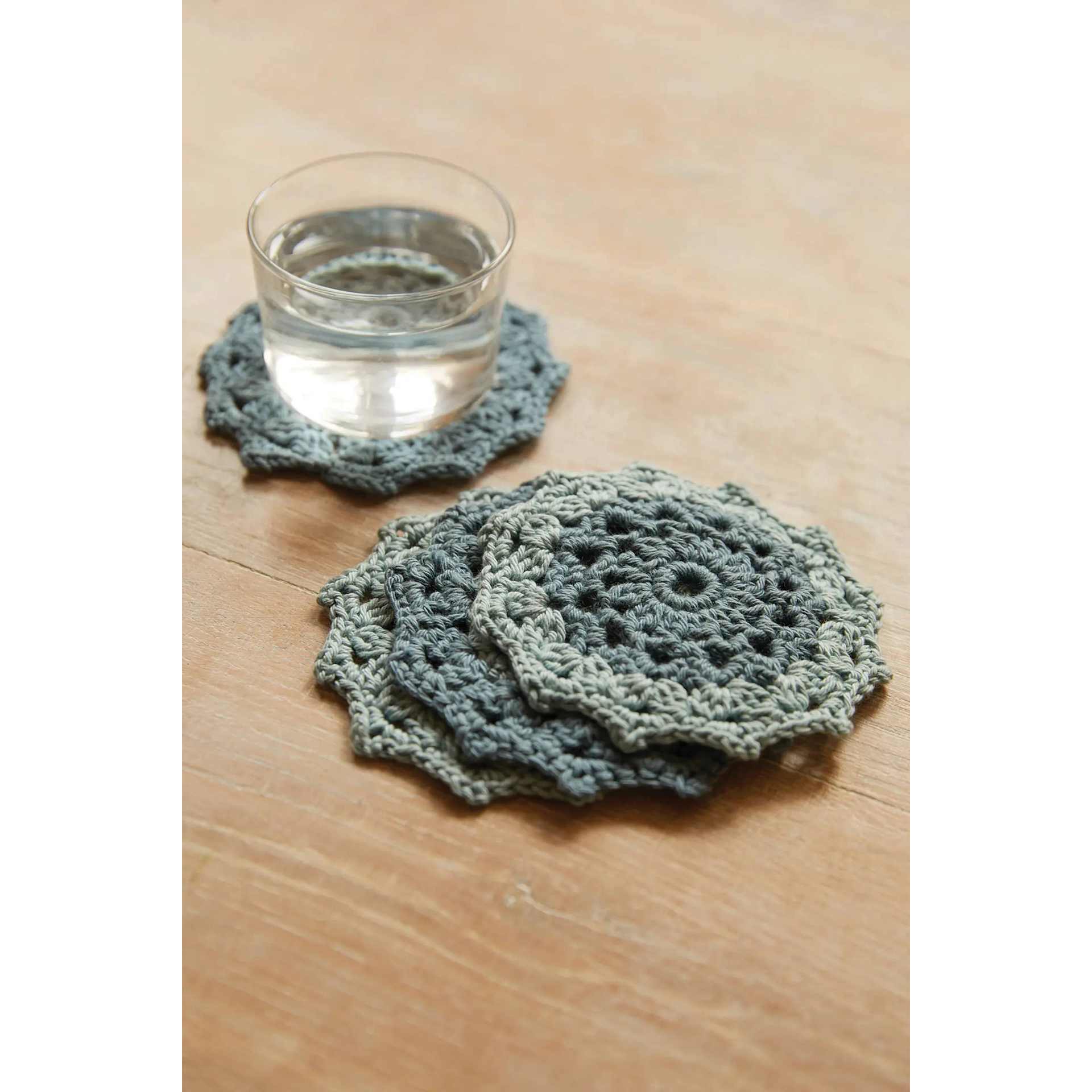 DMC Mindful Making Easy Crochet Mandala Coasters Kit - finished coaster examples