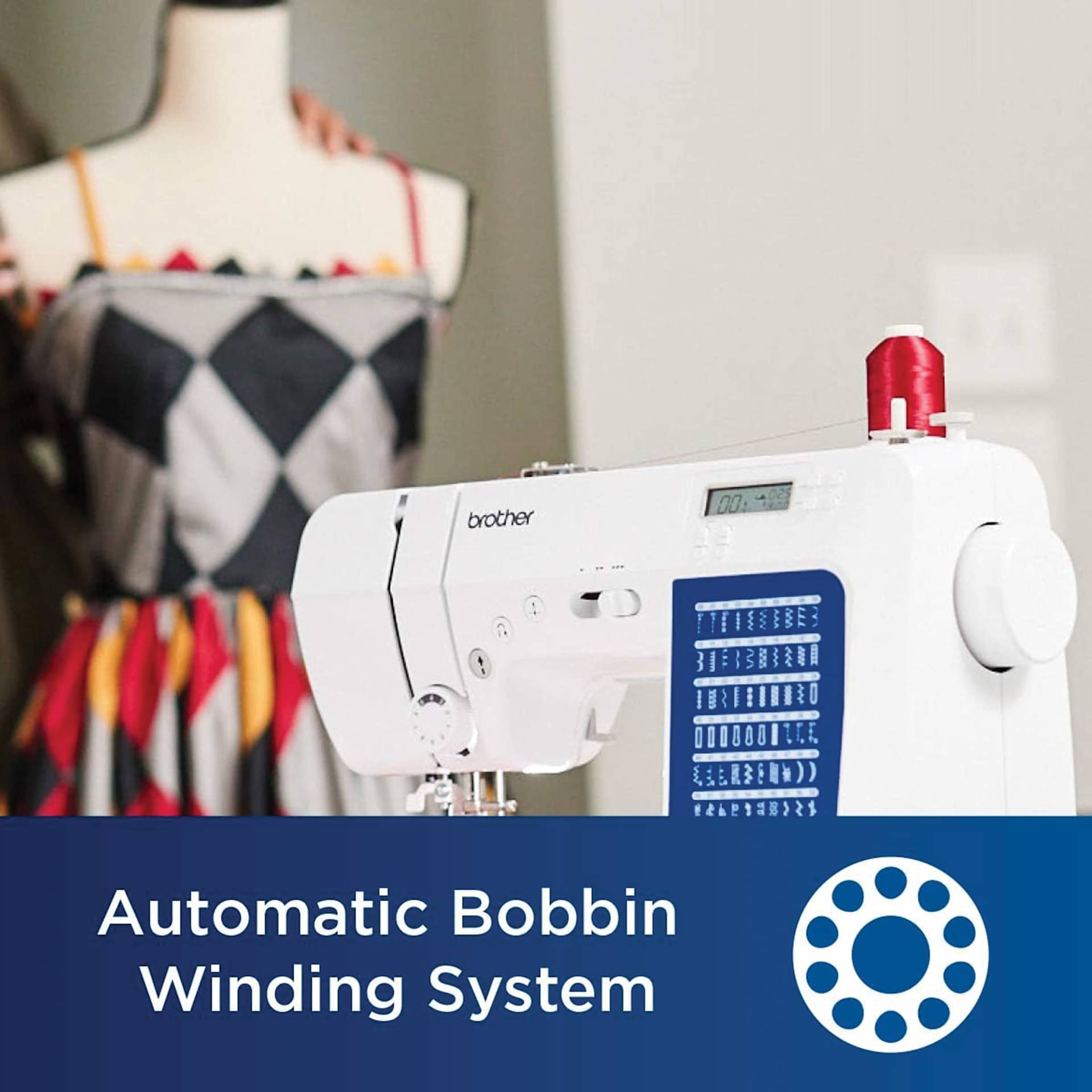 Automatic bobbin winding system.