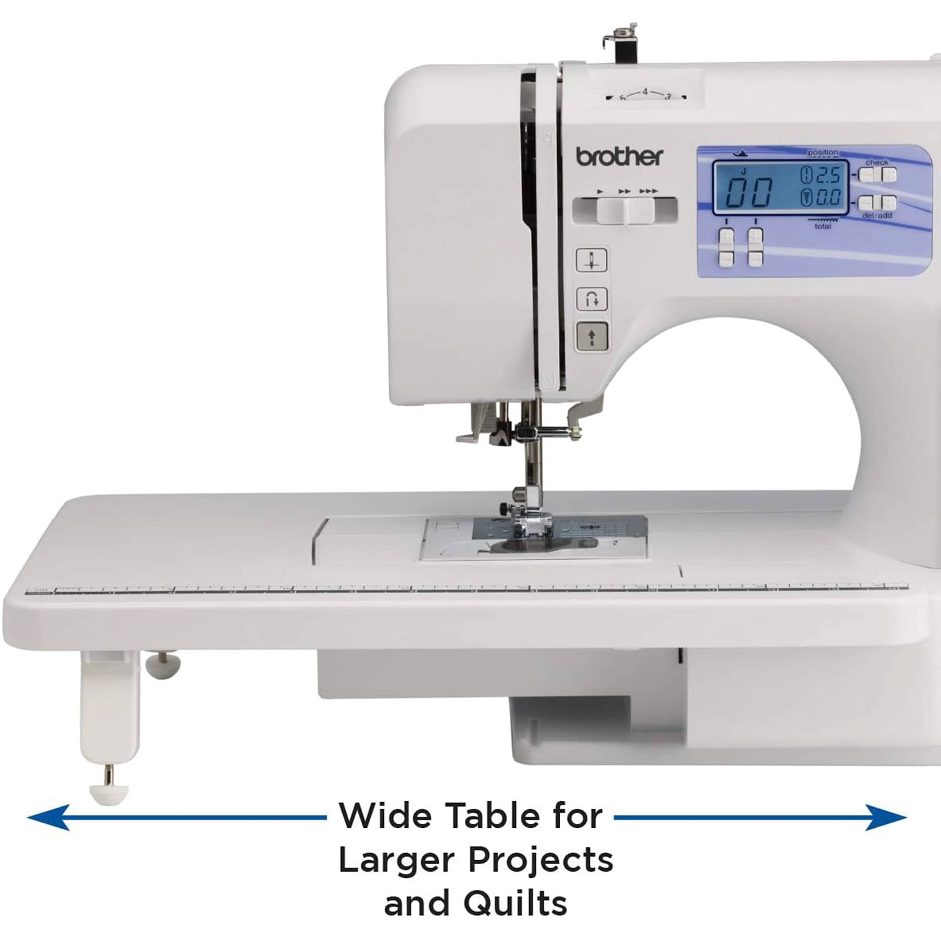 Wide table for larger projects and quilts.