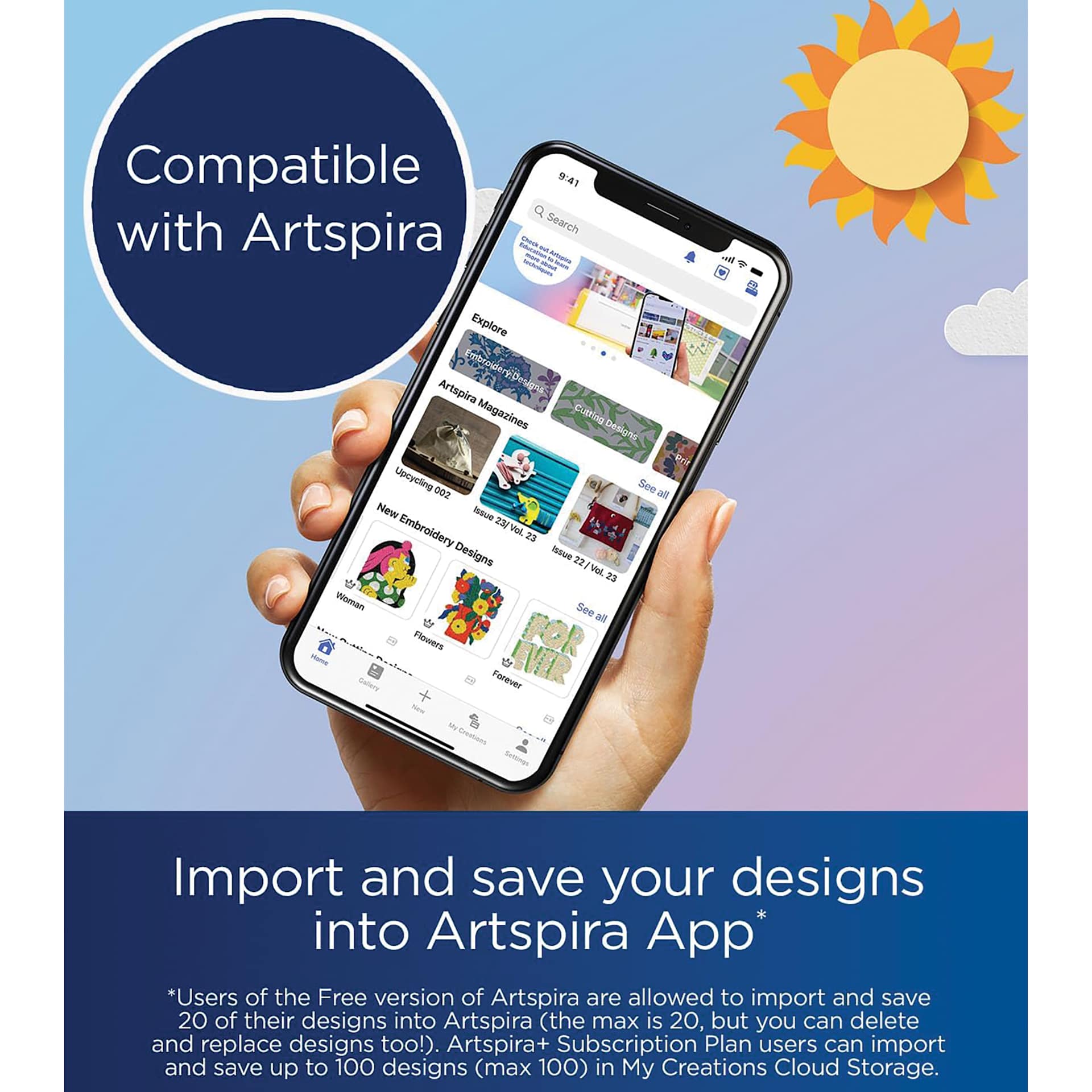 Compatible with Artspira, Import and save your designs into Artspira App