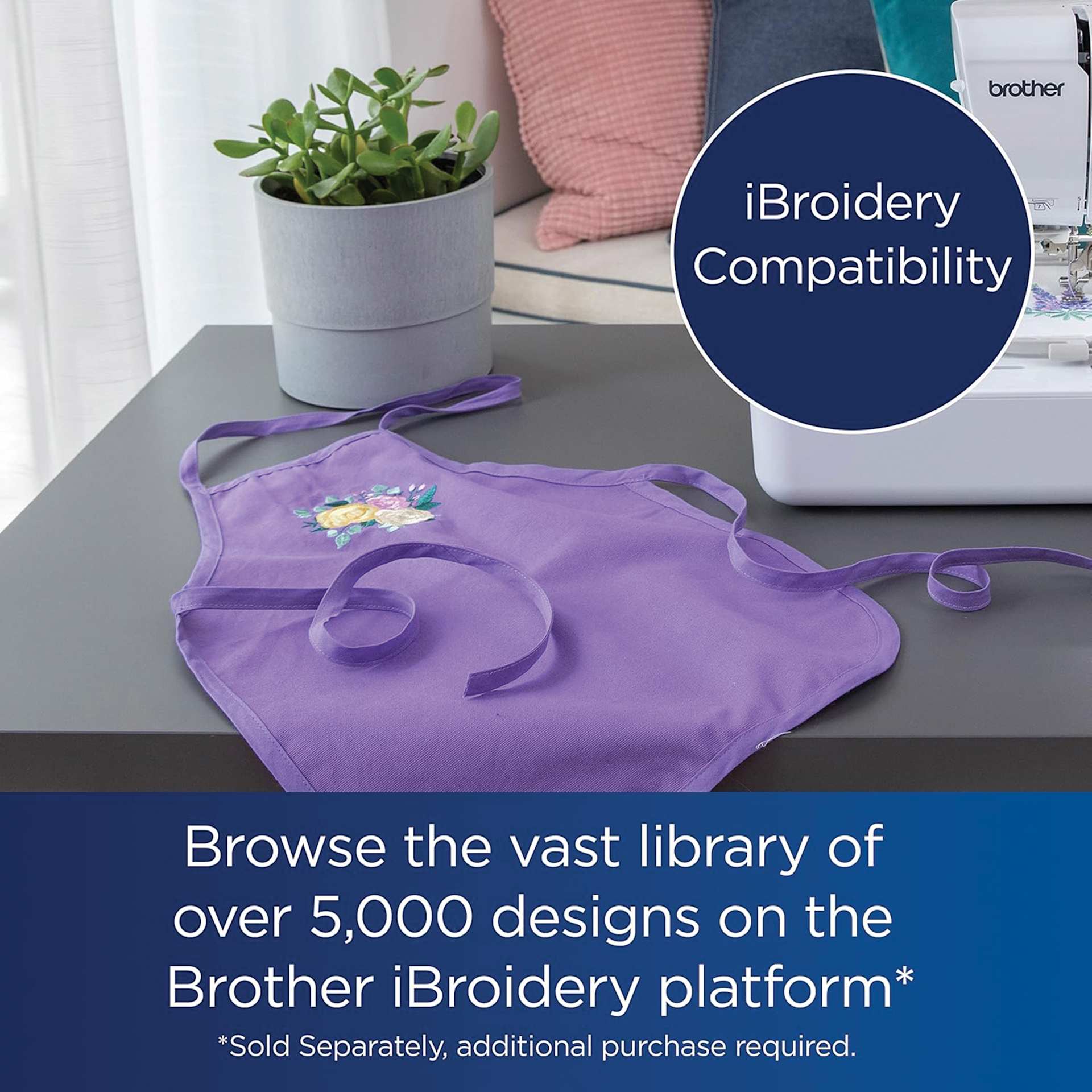 iBroidery Compatibility, Browse the vast library of over 5,000 designs on the Brother iBroidery platform.