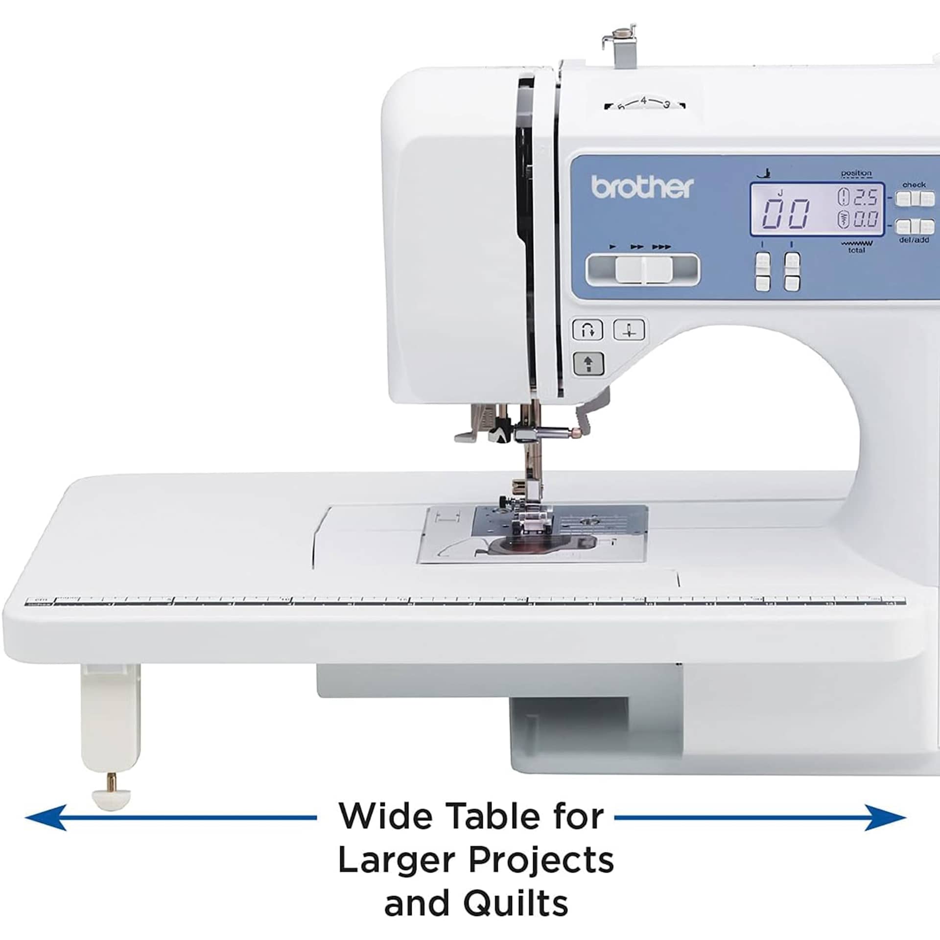 Wide table for larger projects and quilts.