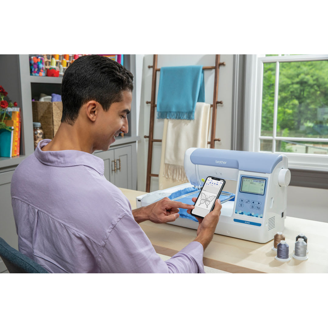 Brother PE900 Embroidery Machine, used with app