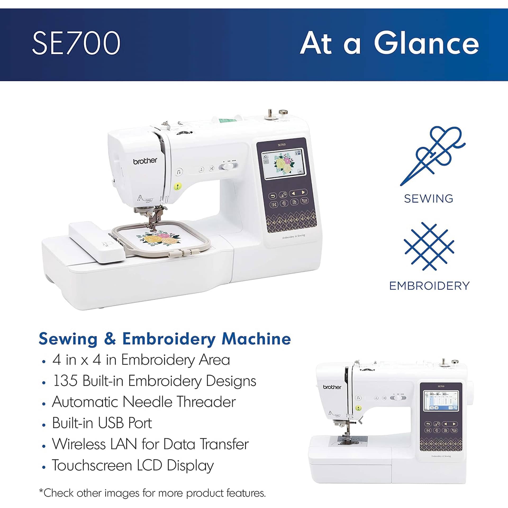 Brother SE700 Computerized Sewing and Embroidery Machine At A Glance