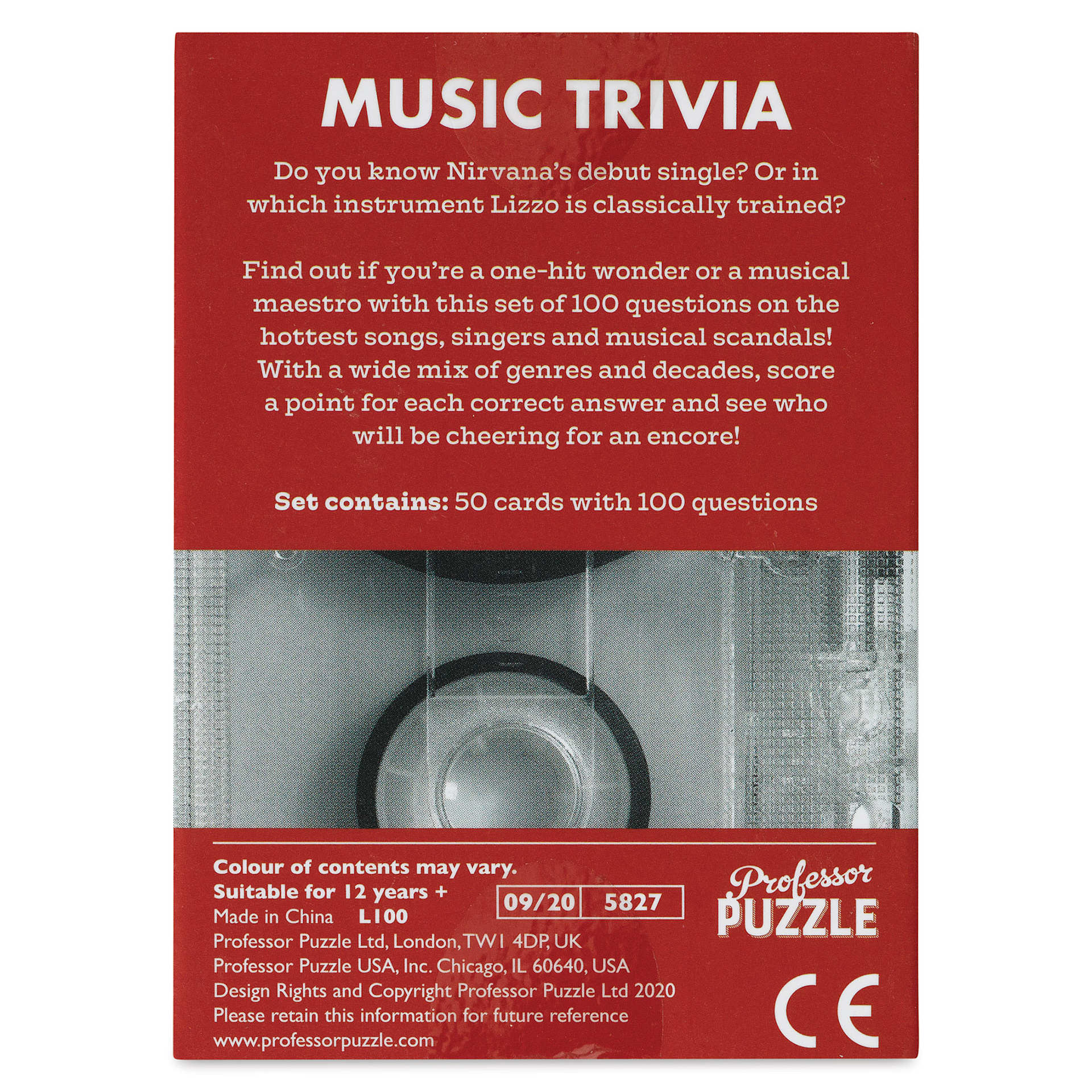 Professor Puzzle Mini Music Trivia Game (back of packaging)