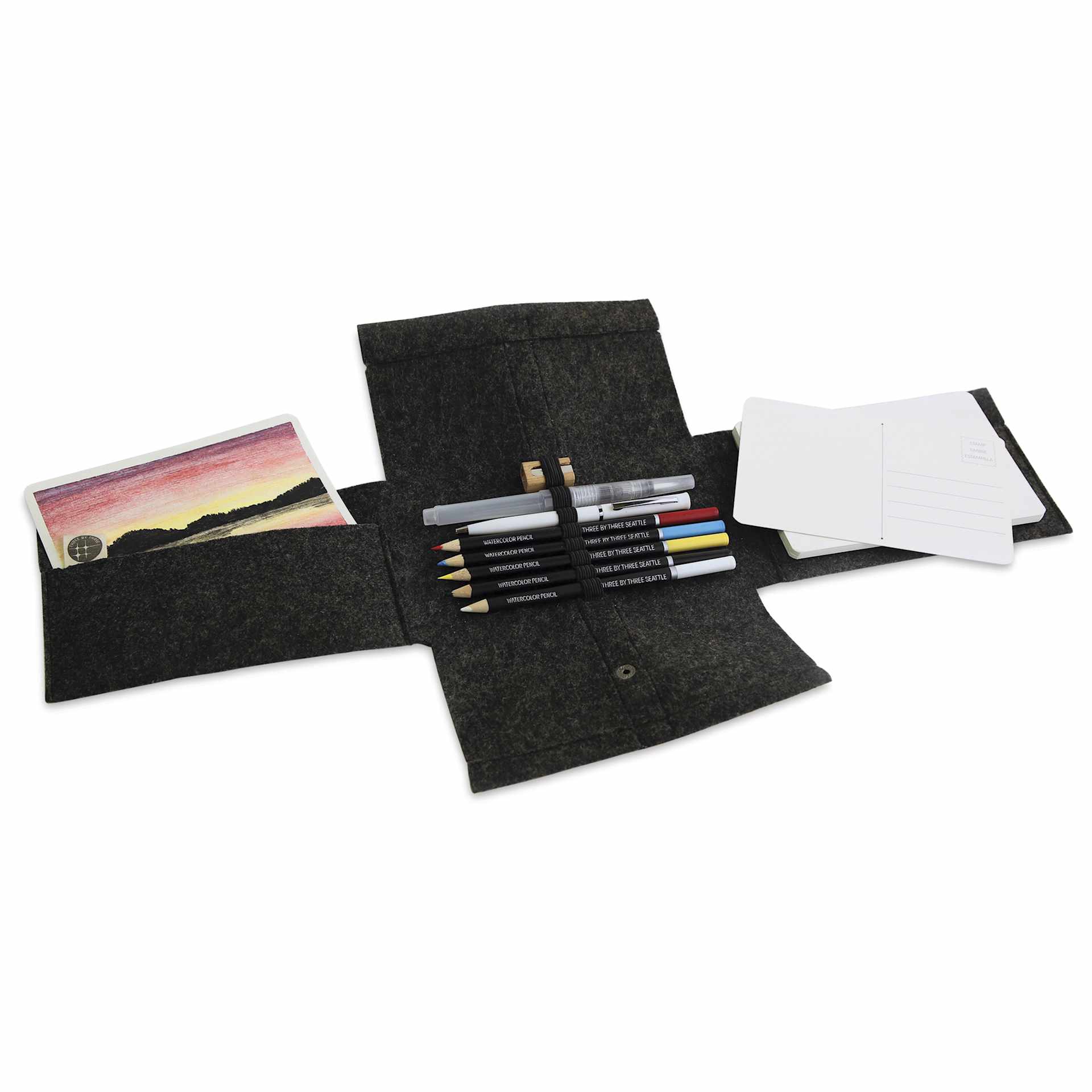 Three by Three JotBlock Travel Postcard Watercolor Pencil Set