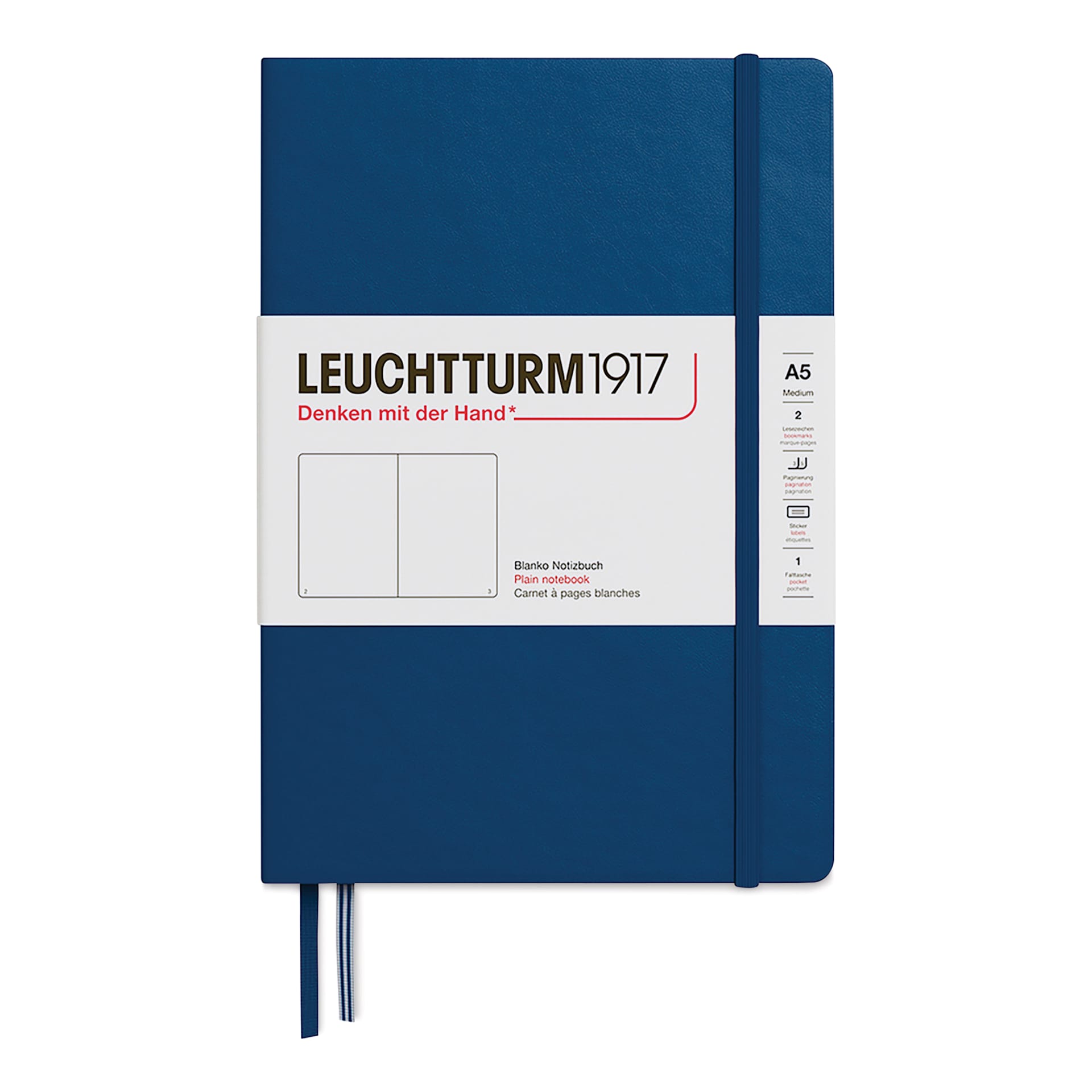 Leuchtturm1917 Blank Hardcover Notebook - Indigo, 5-3/4" x 8-1/4"