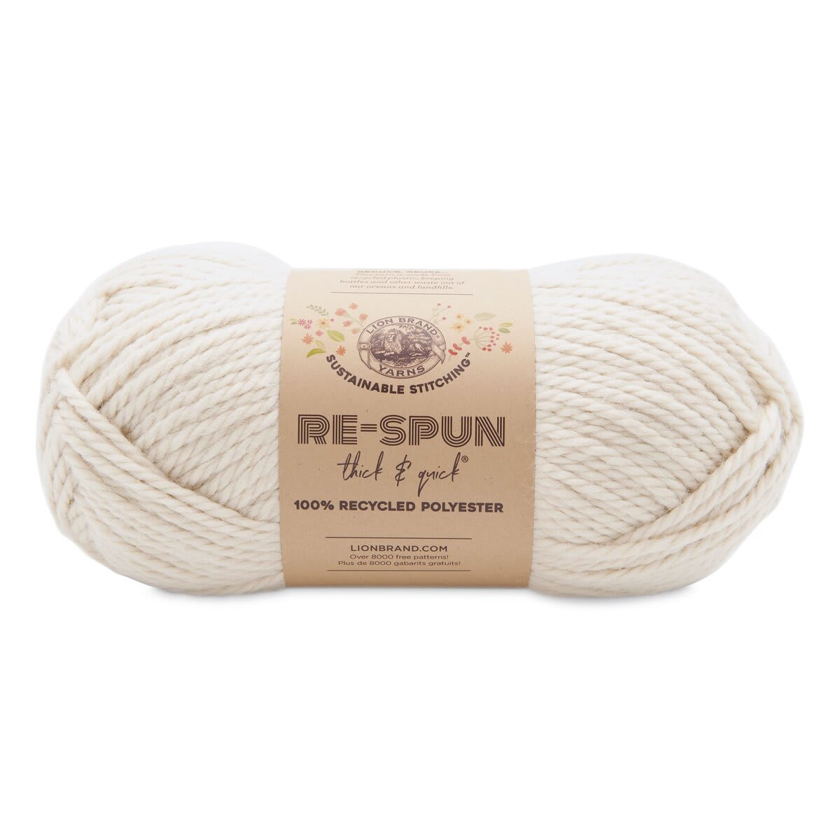 Lion Brand Re-Spun Thick & Quick Yarn - Whipped Cream, 223 yds