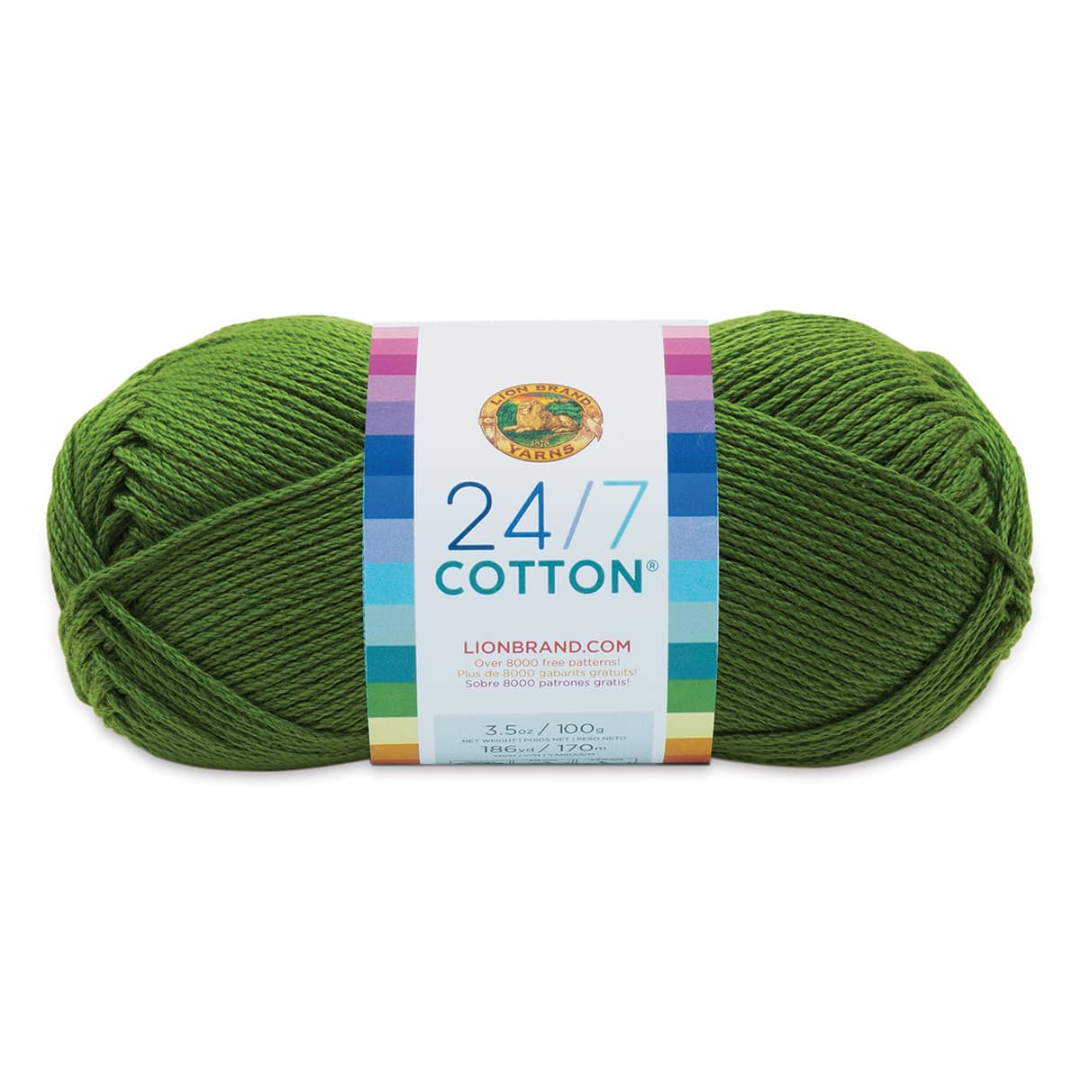 Lion Brand 24/7 Cotton Yarn - Grass, 186 yards