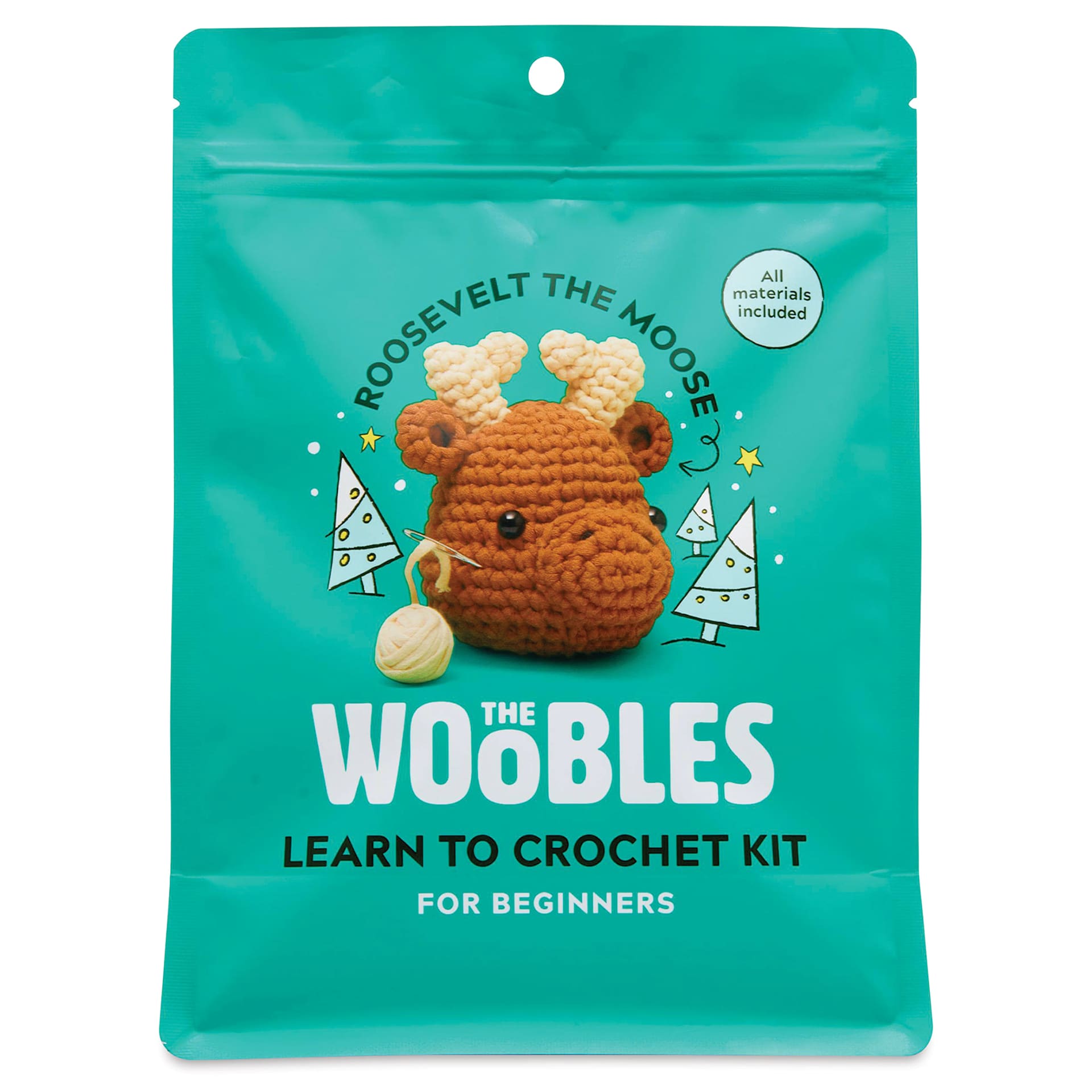 The Woobles Beginner Crochet Amigurumi Kit - Moose front of packaging