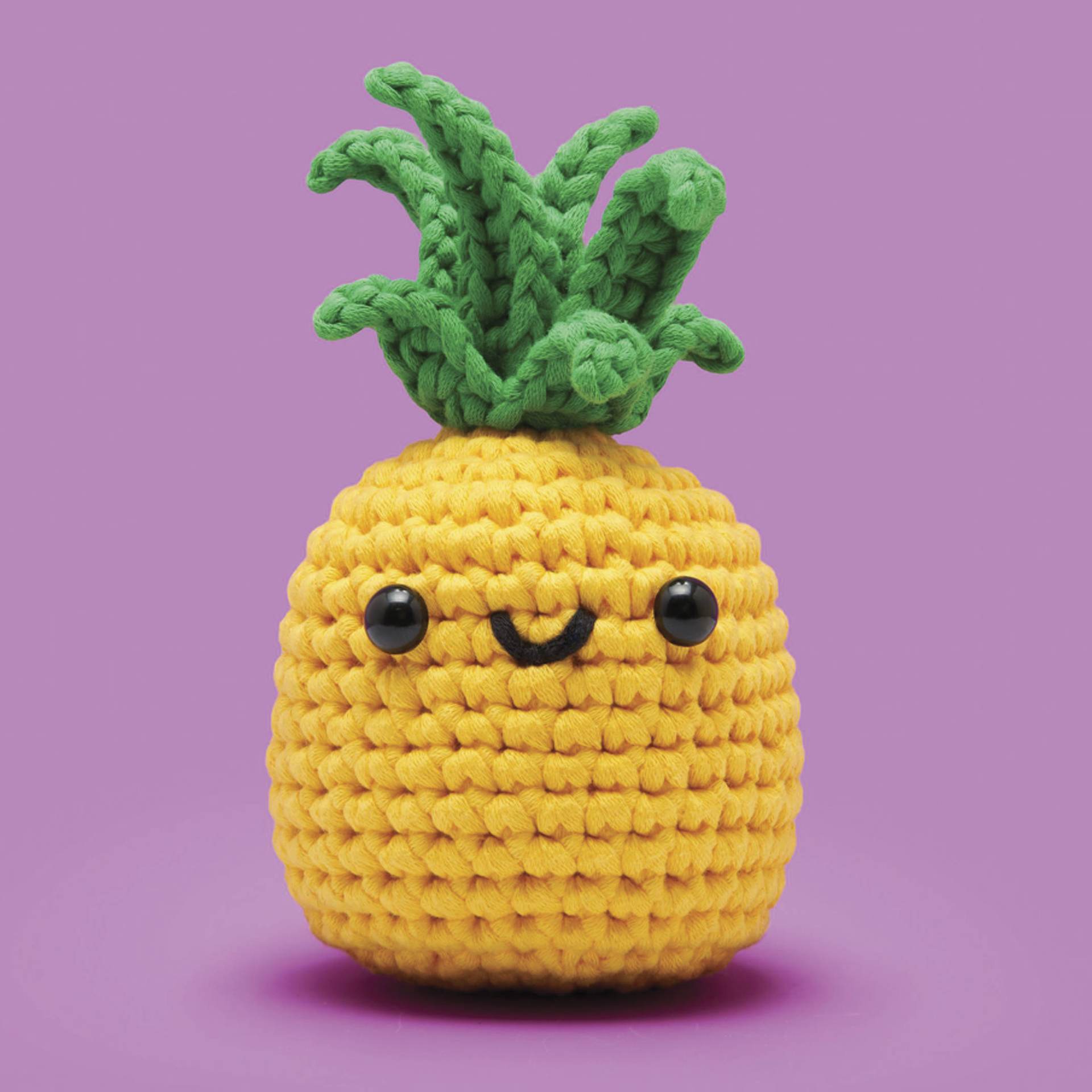 The Woobles Beginner Crochet Amigurumi Kit - Pinya the Pineapple - finished example