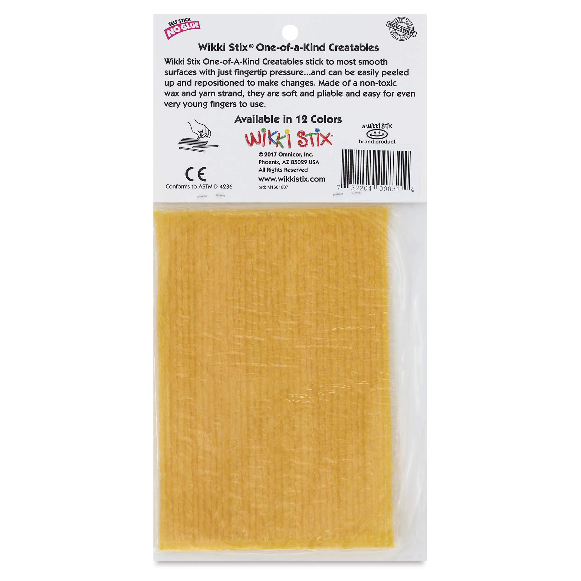 Wikki Stix - Pkg of 36, Yellow, 6" - back of packaging