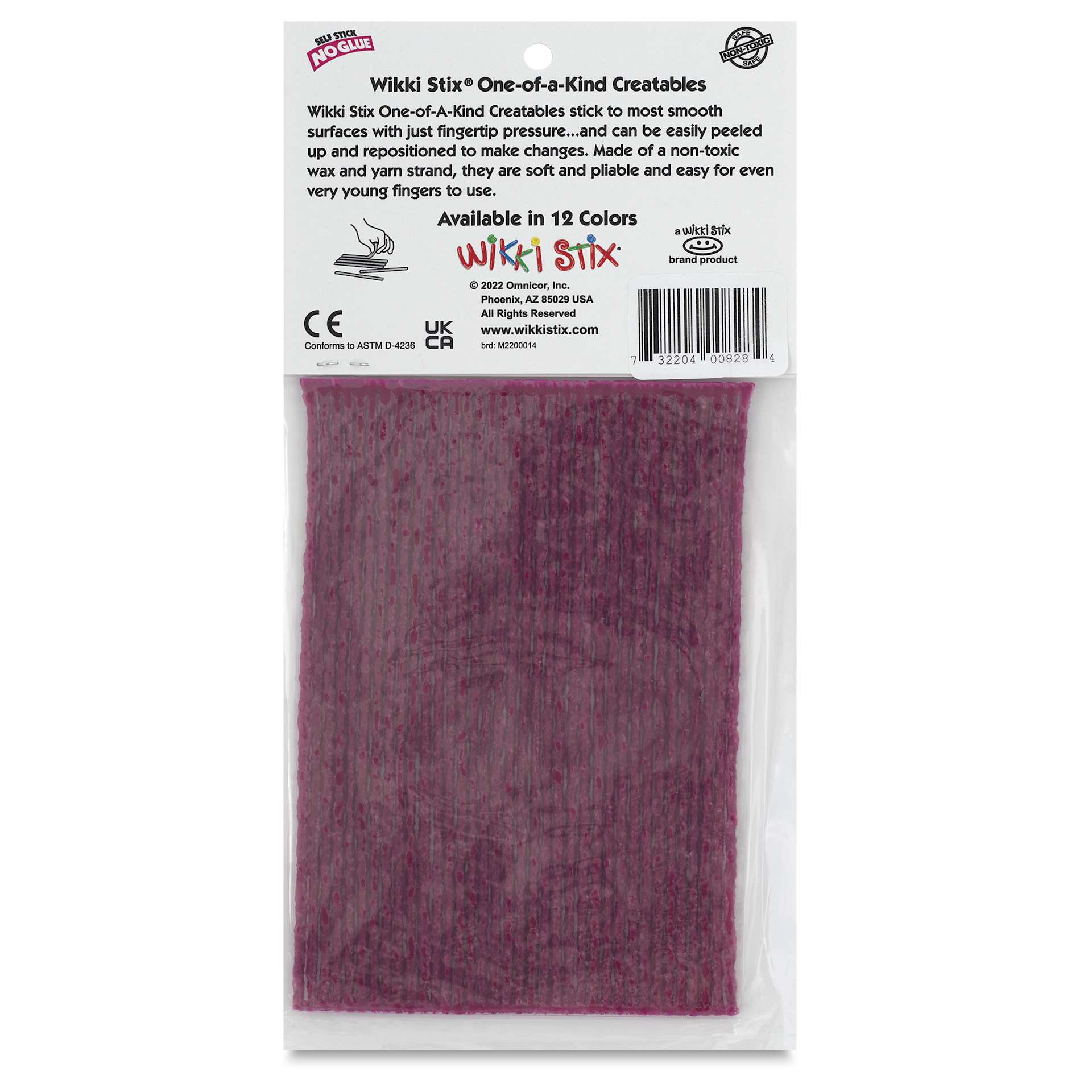 Wikki Stix - Pkg of 36, Purple, 6" - back of packaging
