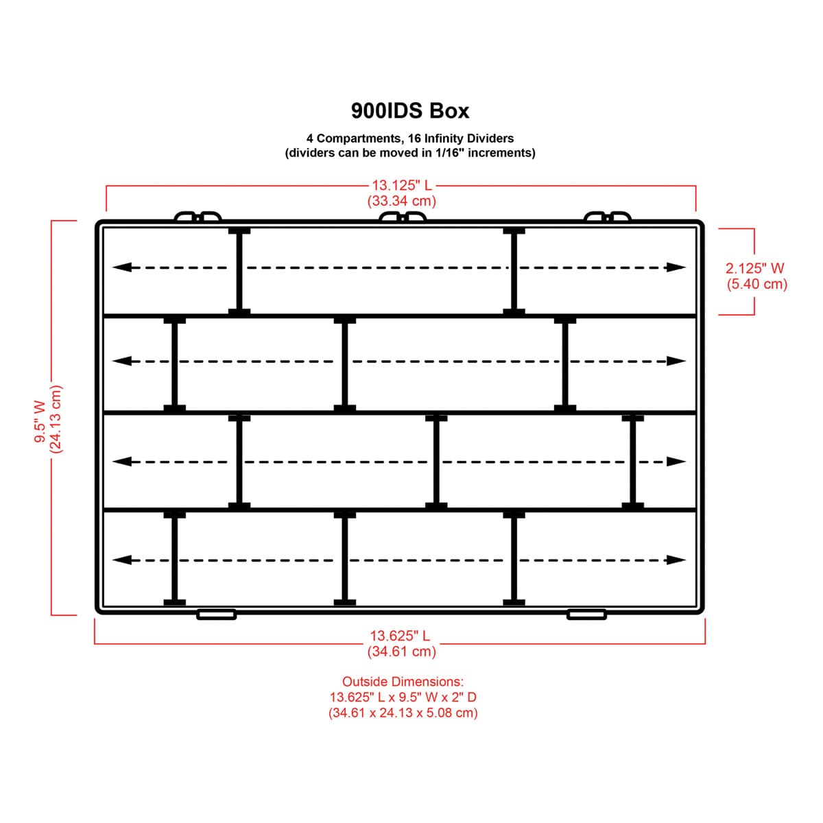 ArtBin Storcraft Customized Storage Box - Large Box (illustration with corresponding dimensions)