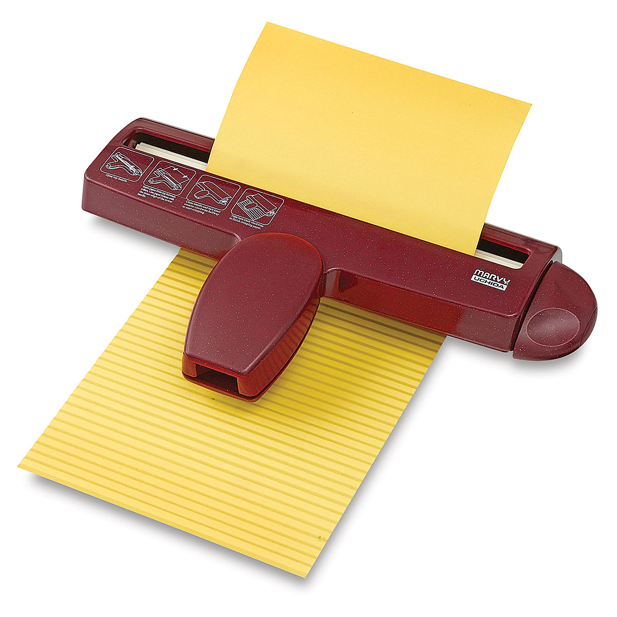 Marvy Uchida Corru-Gator Paper Crimper - Straight being applied to paper