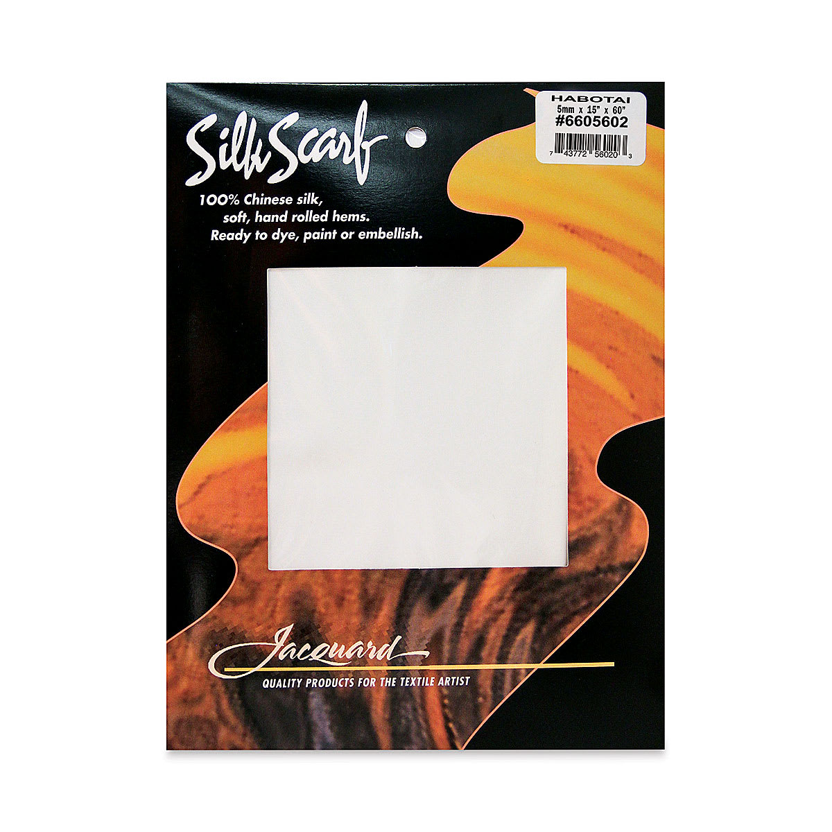 Jacquard Silk Scarf - Front of package of 14" x 60" Scarf