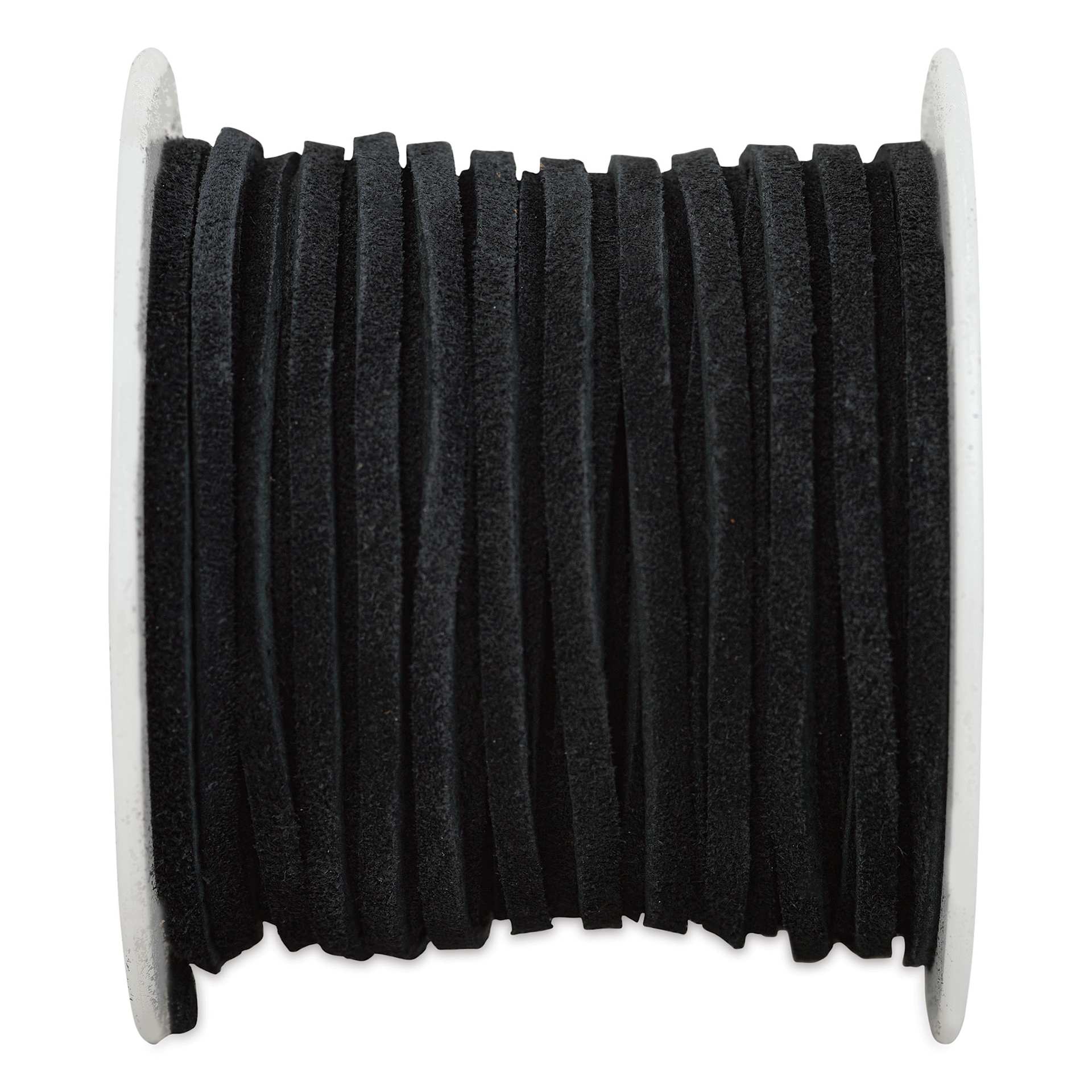 Realeather Suede Lace - 1/8" x 75 ft, Black top of spool