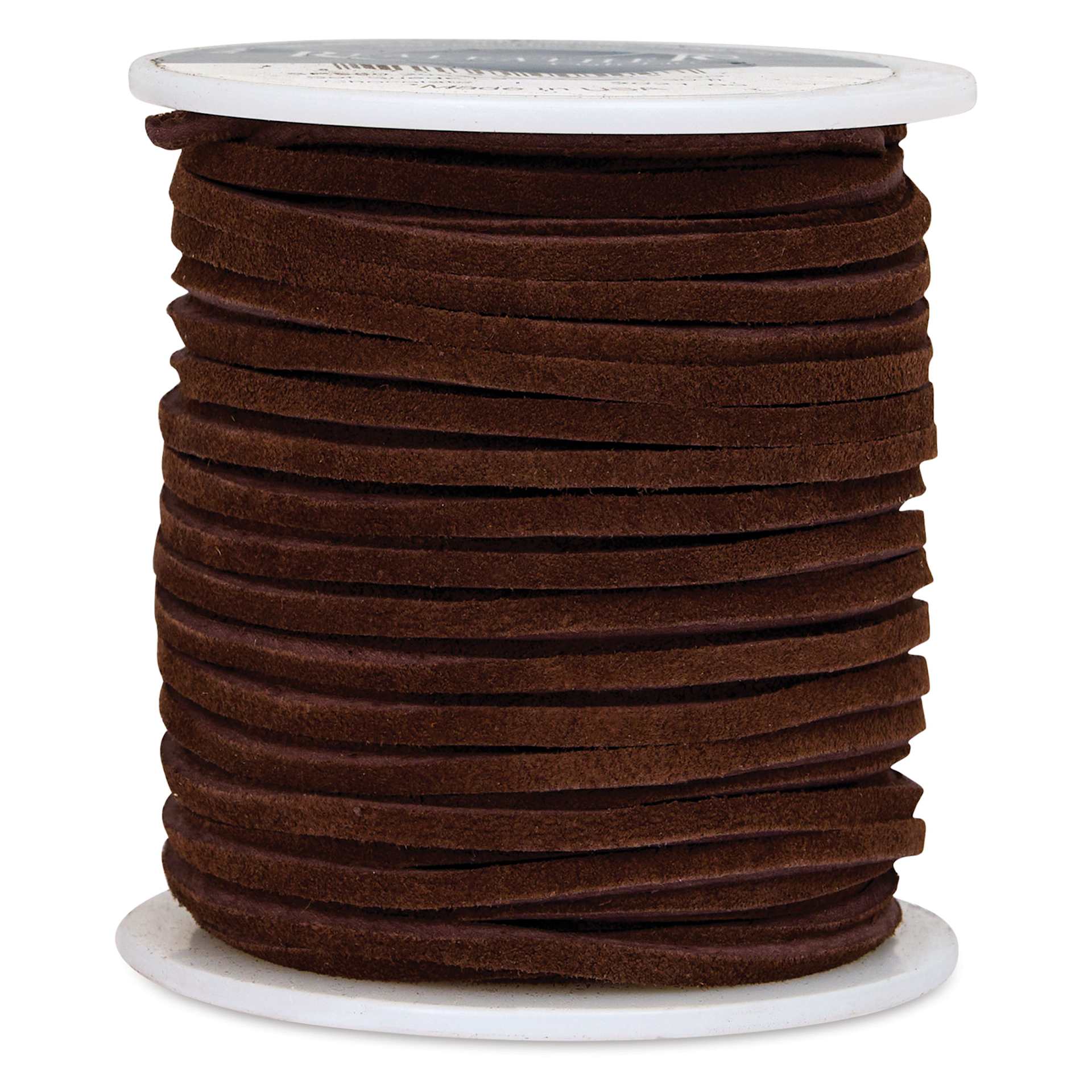 Realeather Suede Lace - 3/32" x 50 ft, Chocolate spool upright