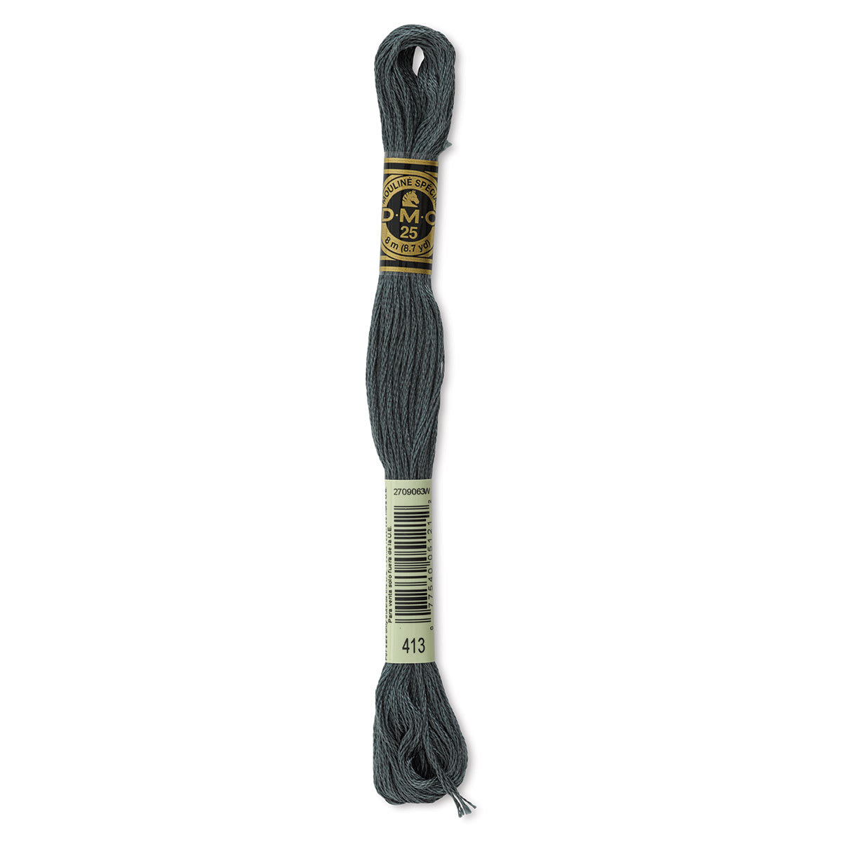 DMC Cotton Embroidery Floss - Dark Pewter Gray, 8-3/4 yards (Front of label)