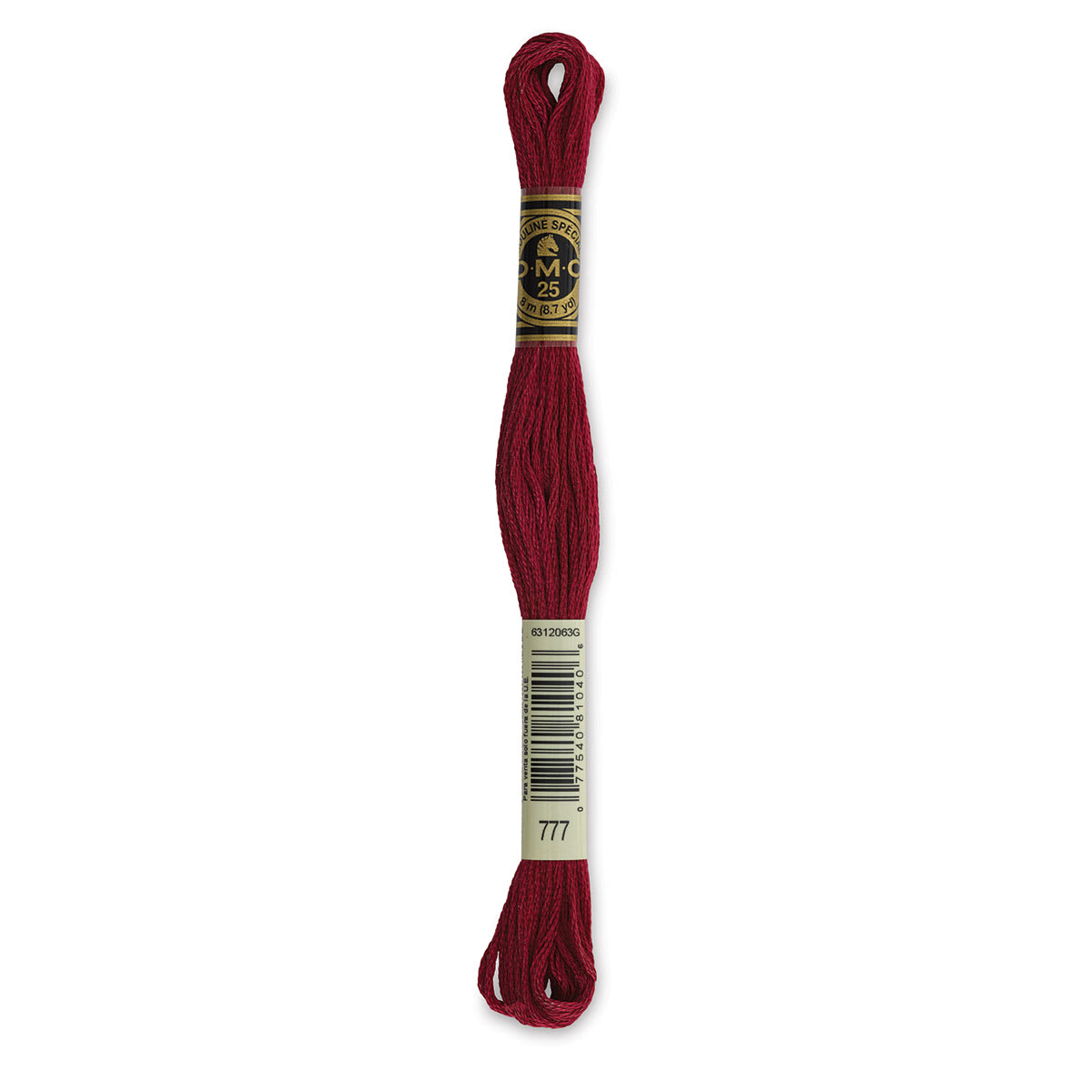 DMC Cotton Embroidery Floss - Very Dark Raspberry, 8-3/4 yards (Front of label)