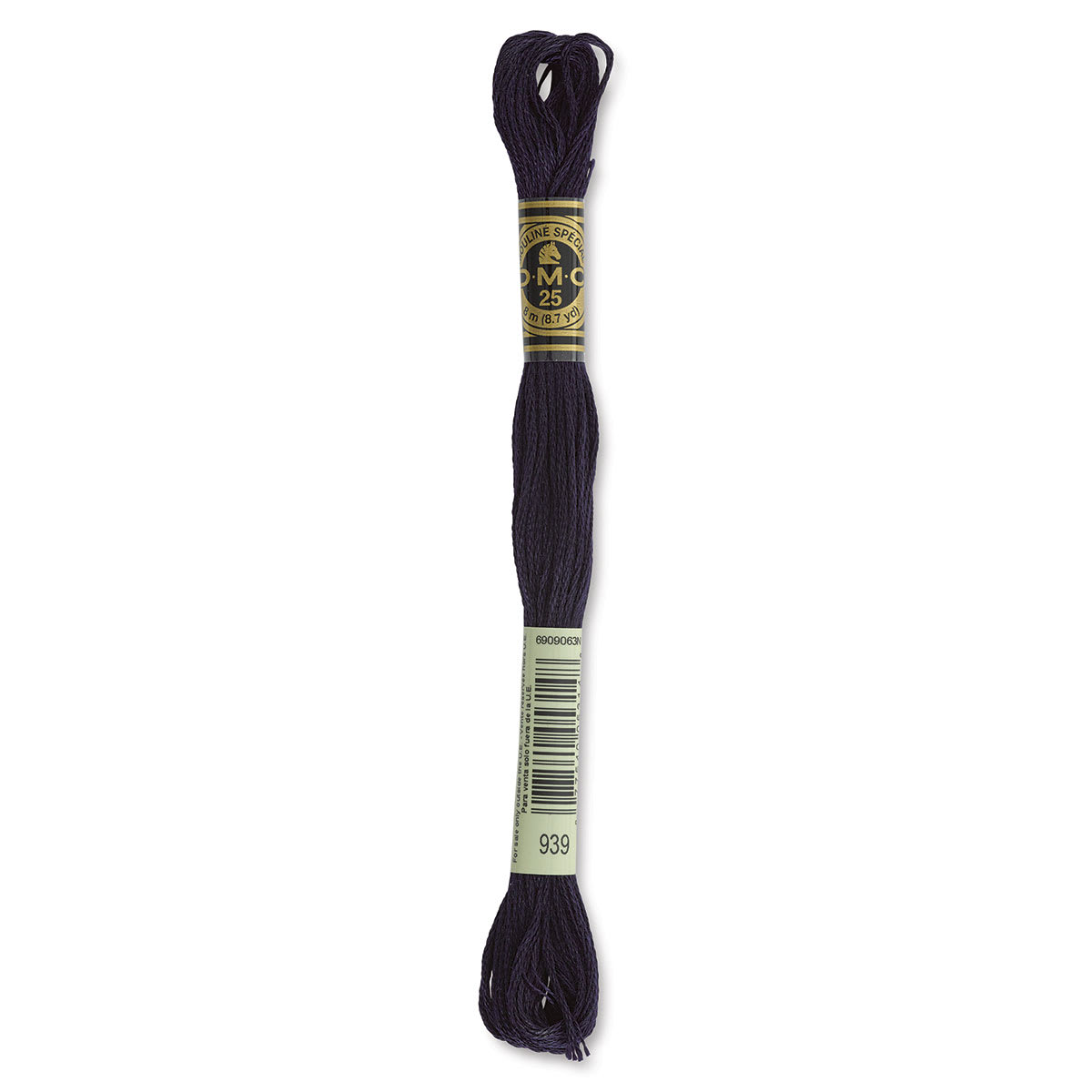 DMC Cotton Embroidery Floss - Very Dark Navy Blue, 8-3/4 yards (Front of label)