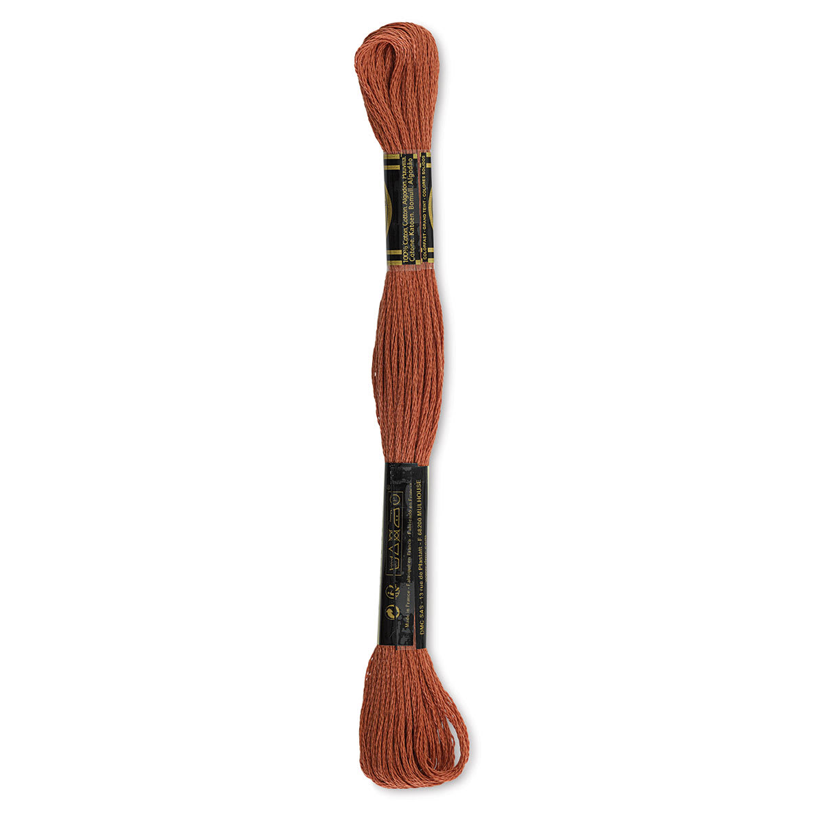 DMC Cotton Embroidery Floss - Medium Terra Cotta, 8-3/4 yards (Back of label)