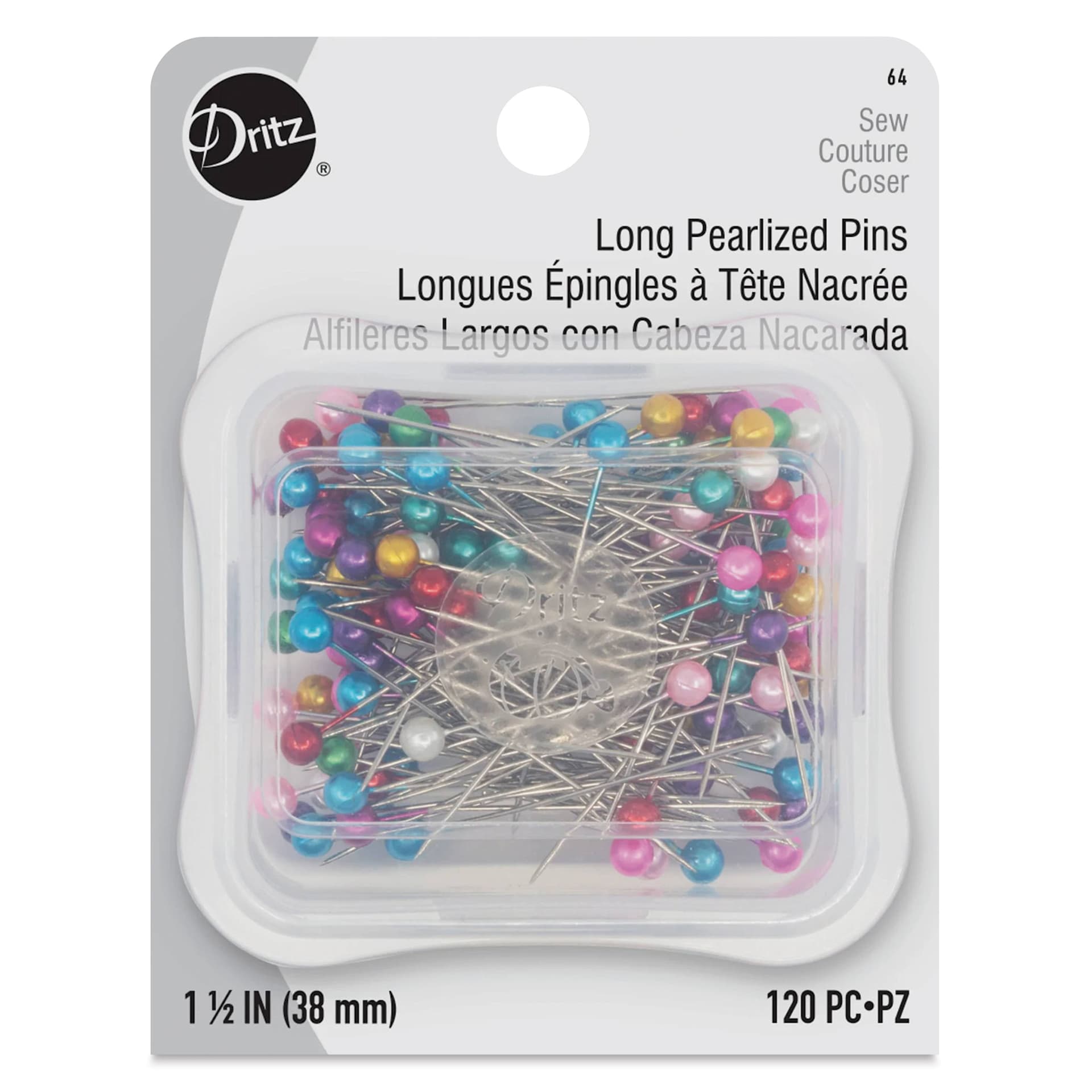 Dritz Long Pearlized Pins - Pkg of 120, front of the packaging